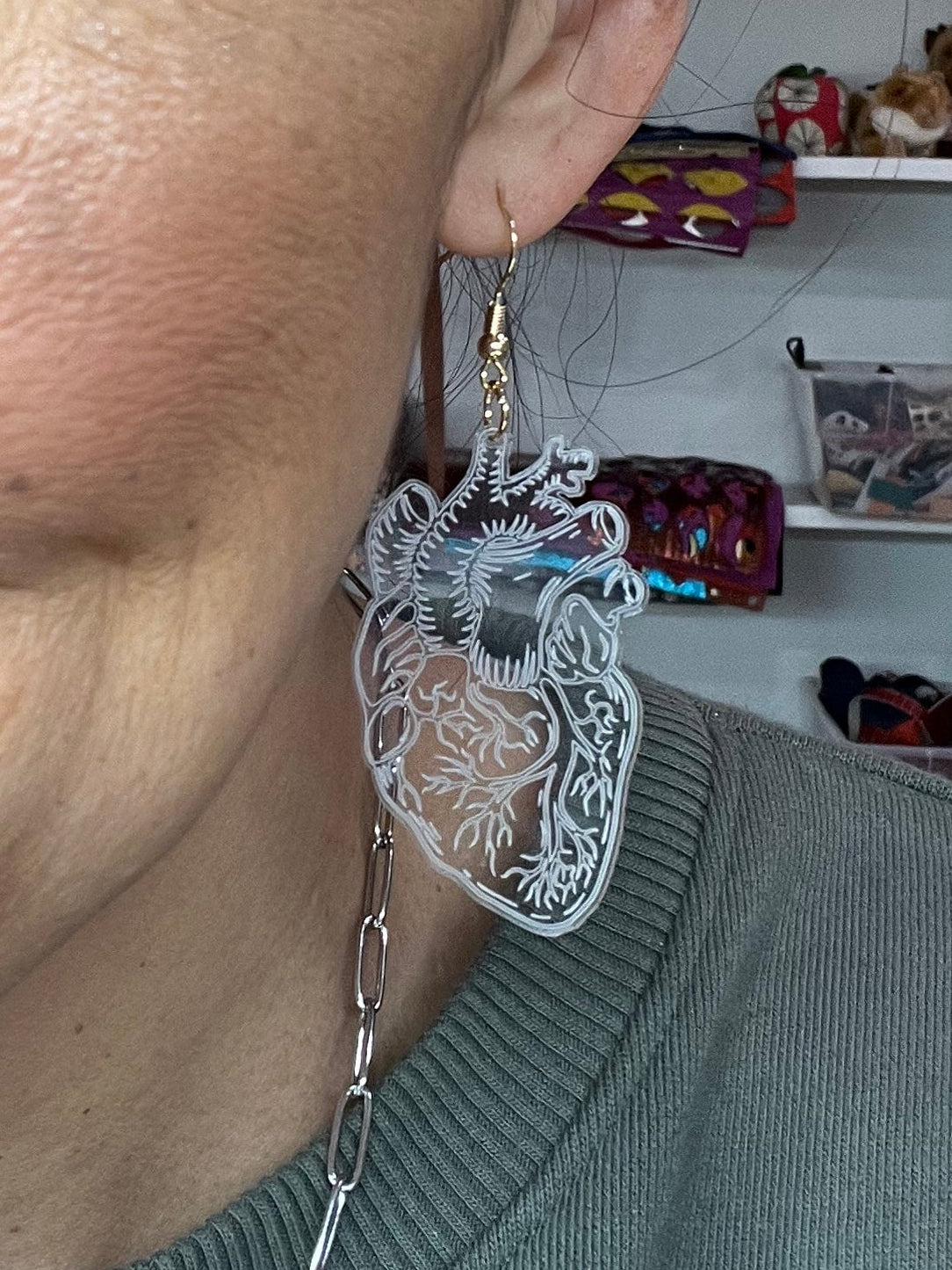 True Heart Earrings – Clear Anatomical Hearts