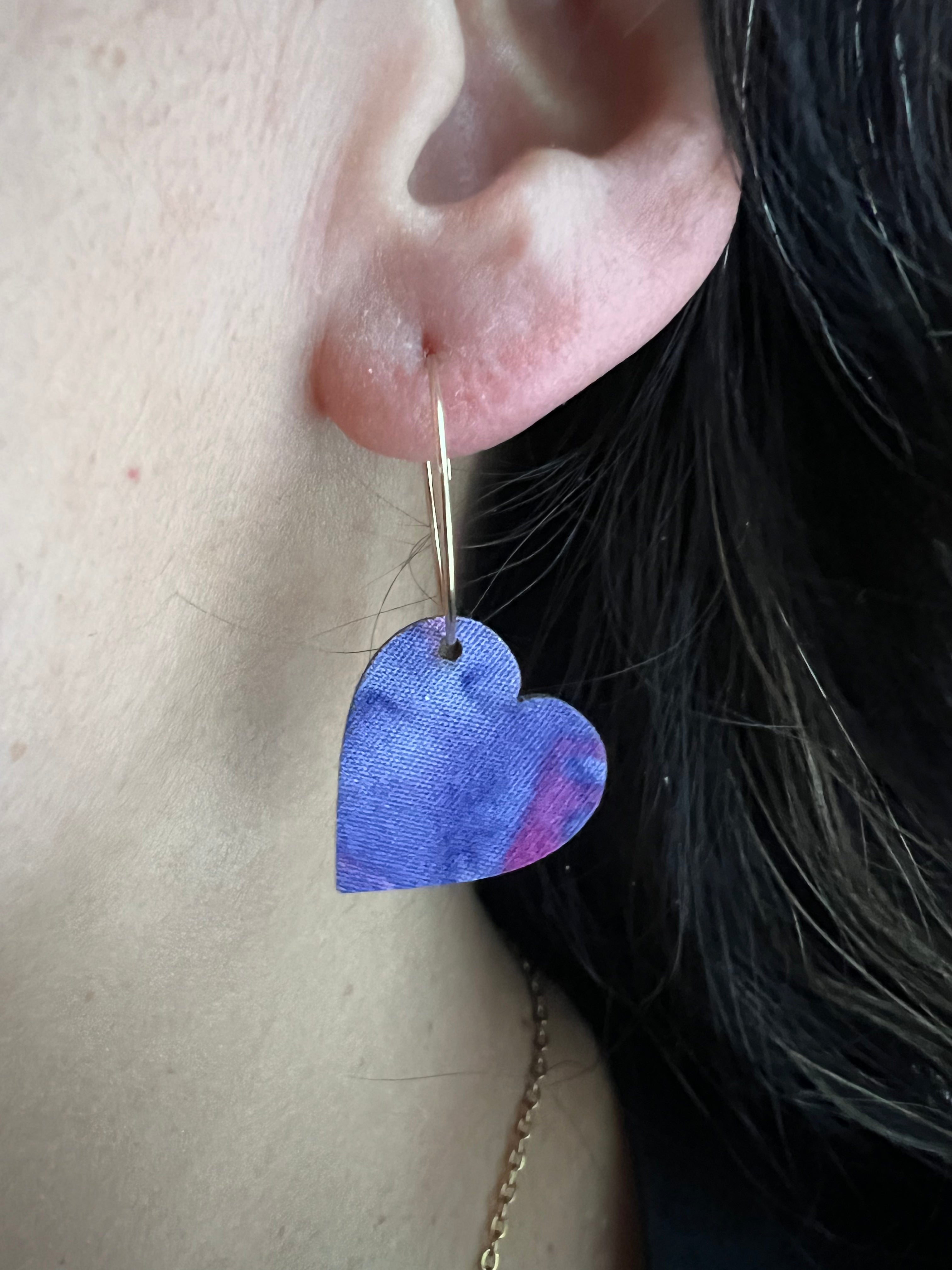 Sea & Sky Hearts – Upcycled Double-Sided Heart Hoop Earrings
