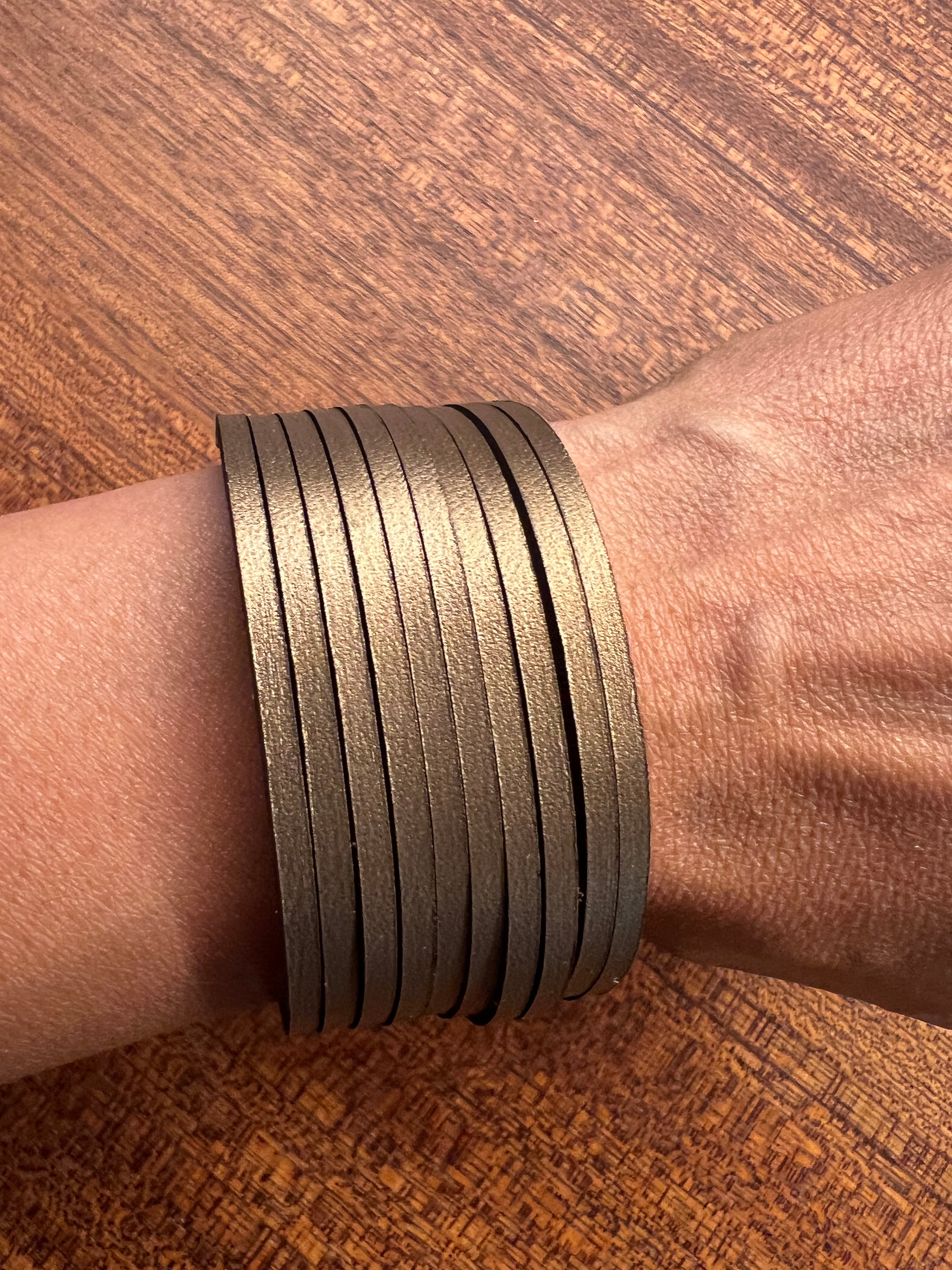 The Wide Bronze Sloane Leather Cuff