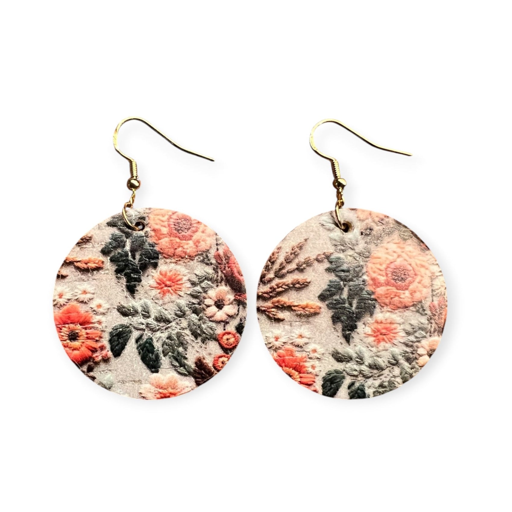 Embroidered Floral Confetti Dot Earrings