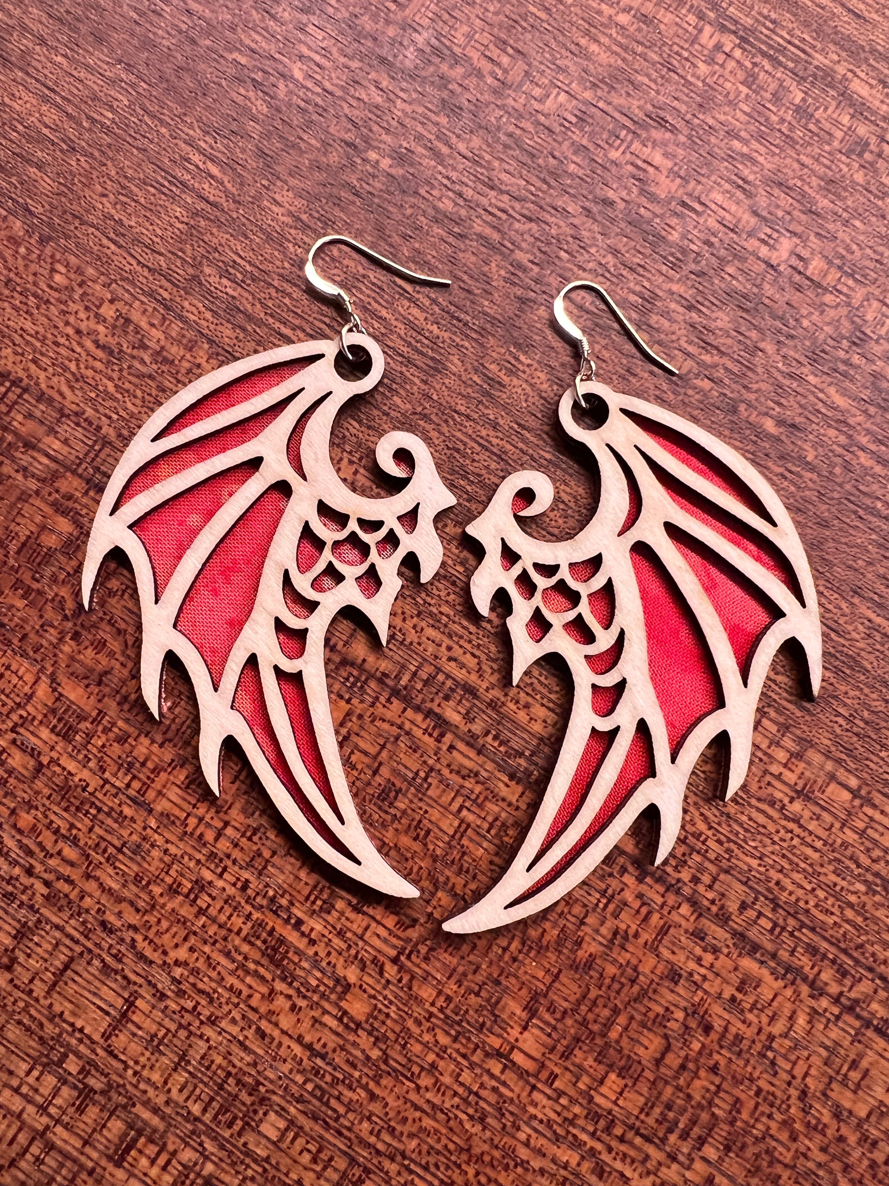 Red Dragon Wing Earrings