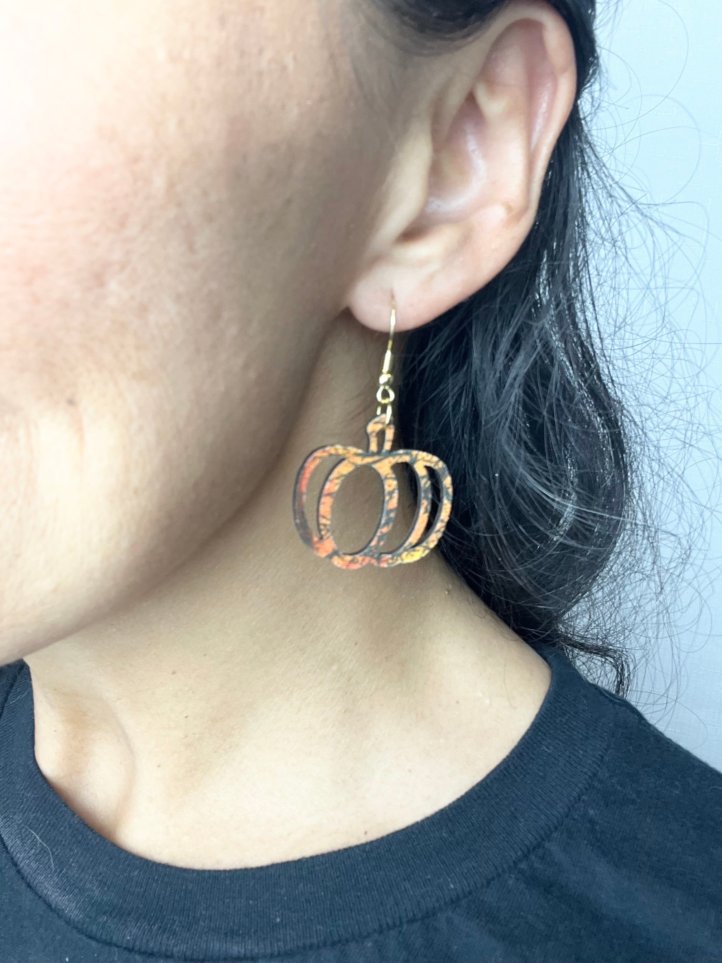 Upcycled Fall Pumpkin Earrings