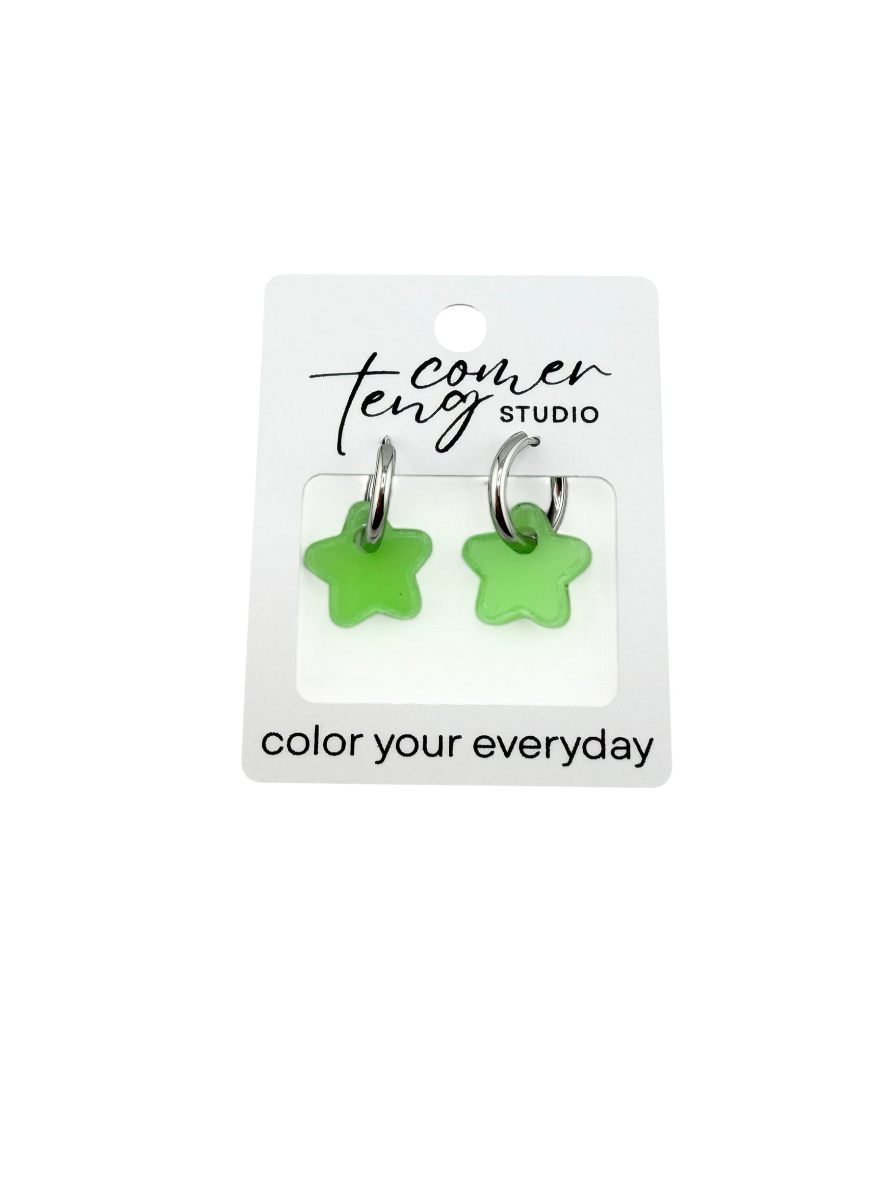 Glow-in-the-Dark Star Charm Hoop Earrings