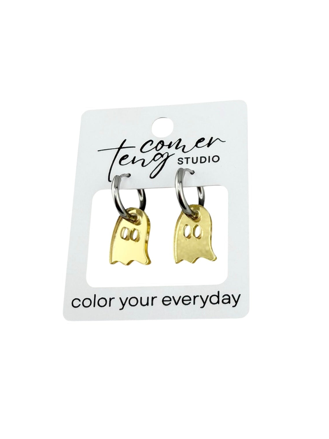 Gold Shimmer Gold Charm Hoop Earrings