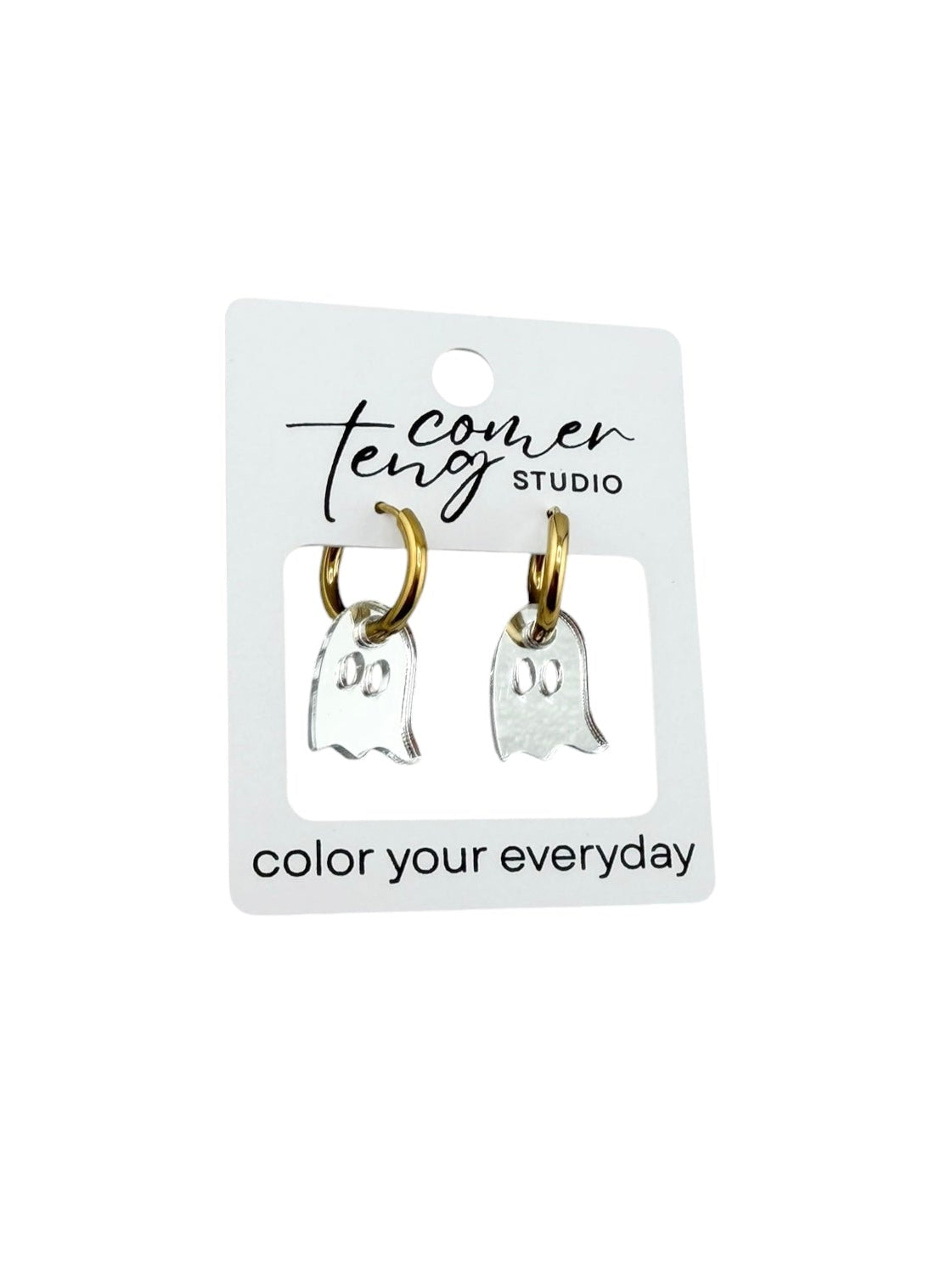 Silver Ghost Charm Hoop Earrings | Interchangeable Halloween Earrings