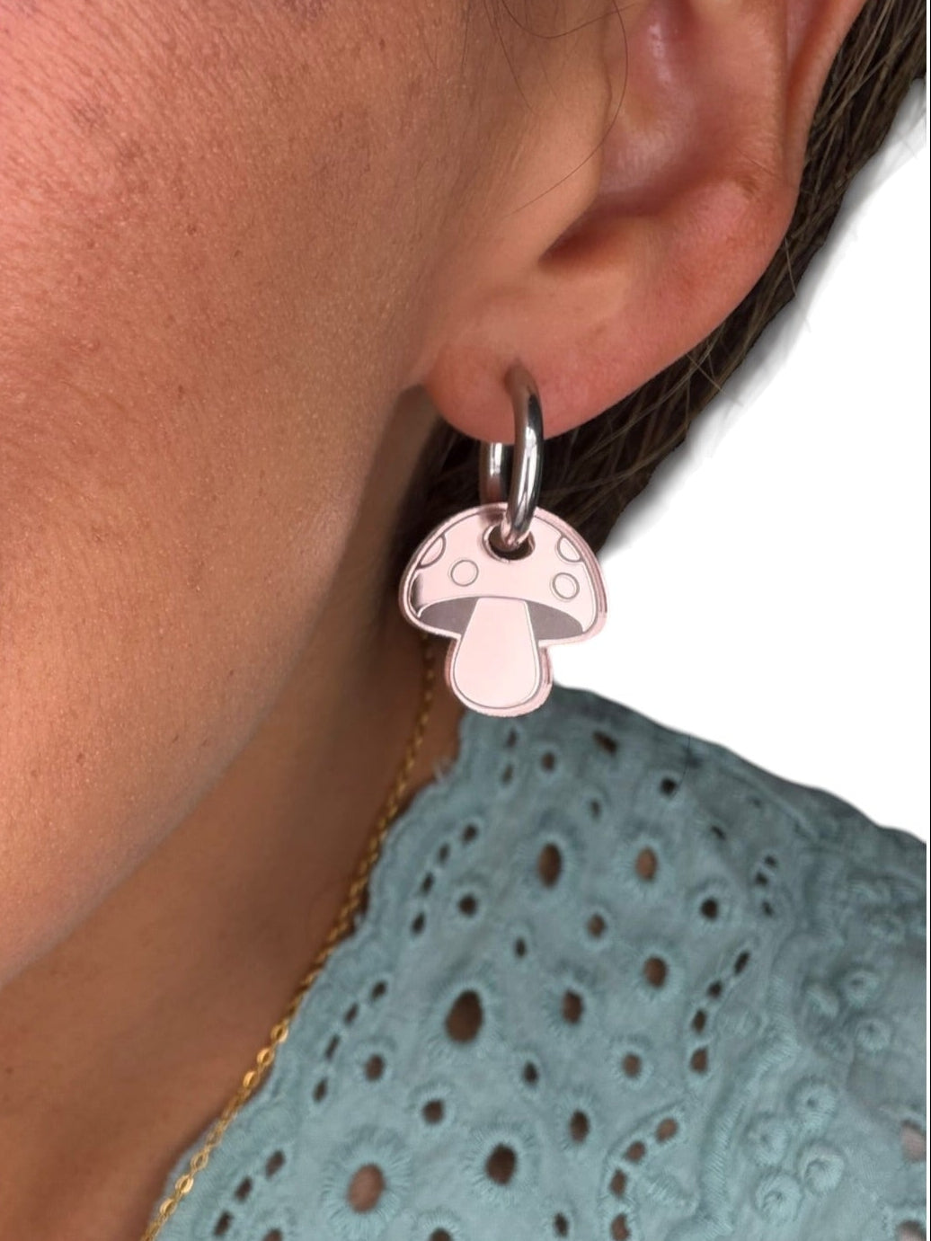 Mushroom Charm Hoop Earrings