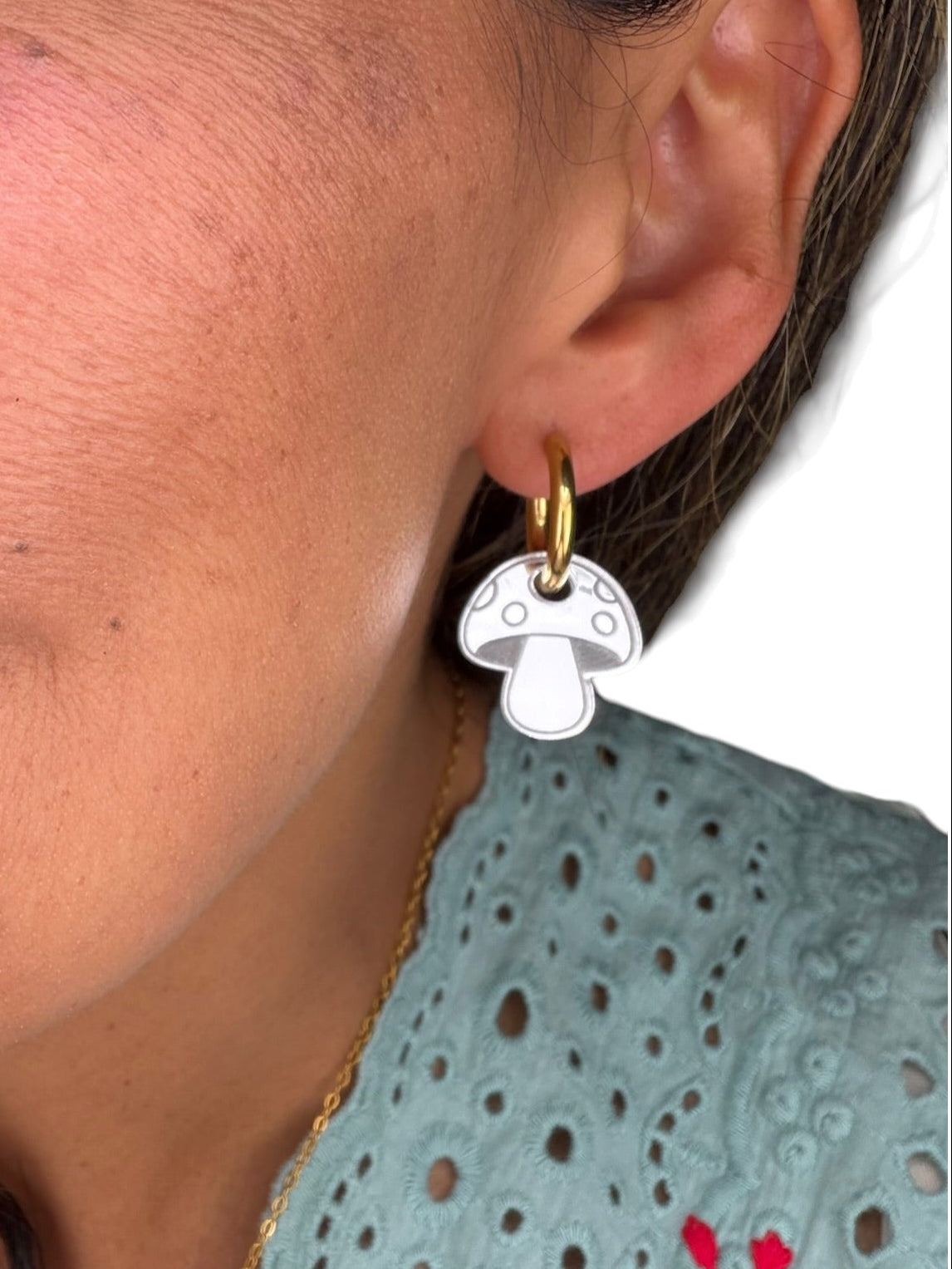 Mushroom Charm Hoop Earrings