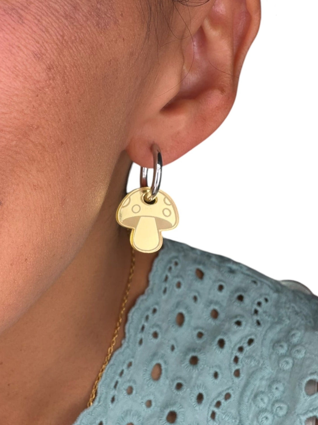 Mushroom Charm Hoop Earrings