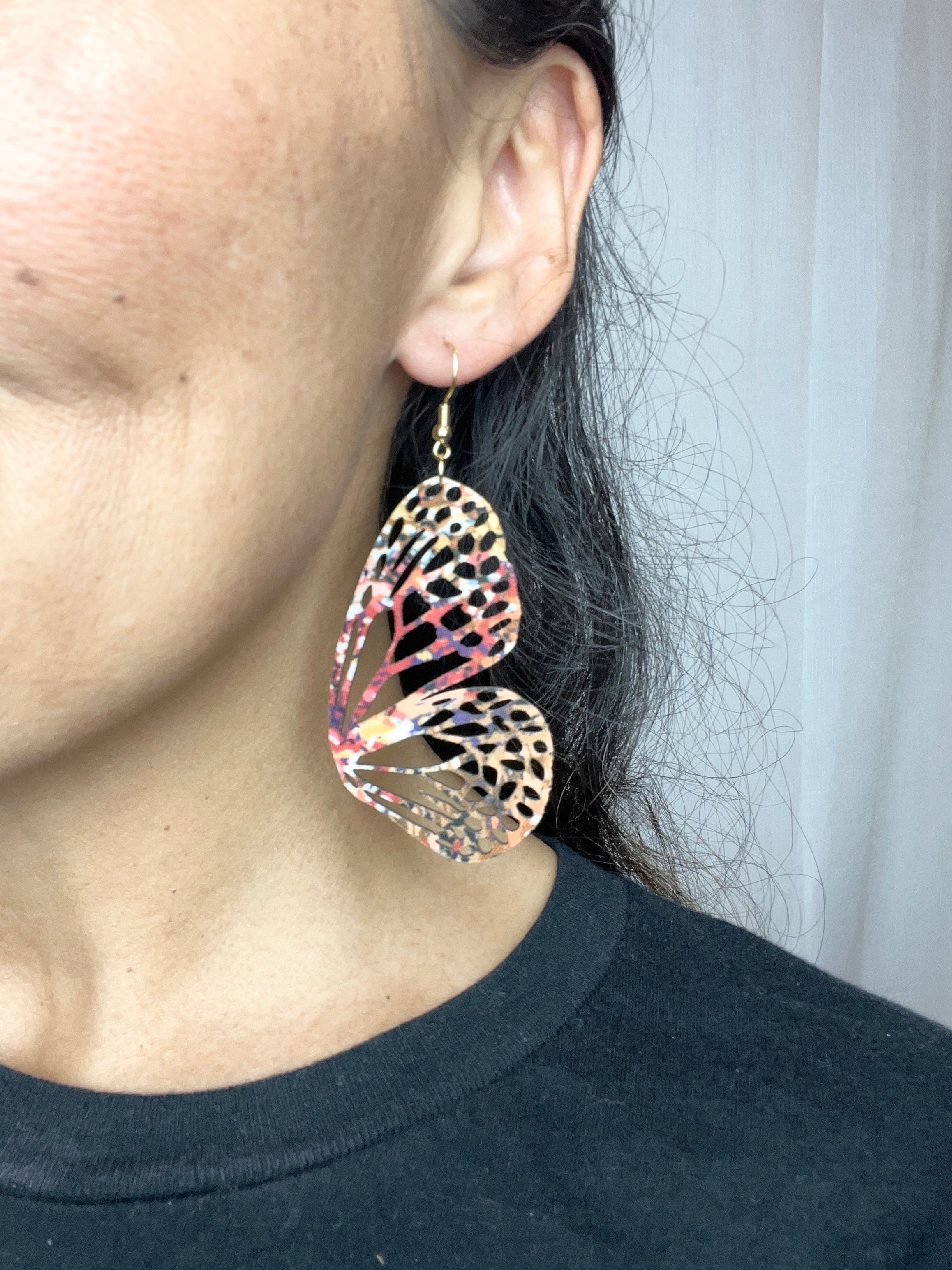 Upcycled Fall Butterfly Earrings