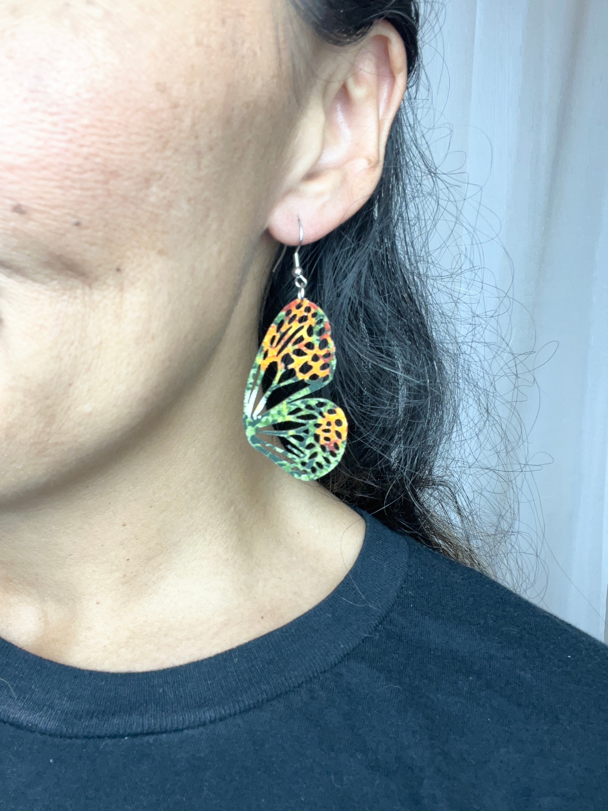 Upcycled Green Butterfly Earrings