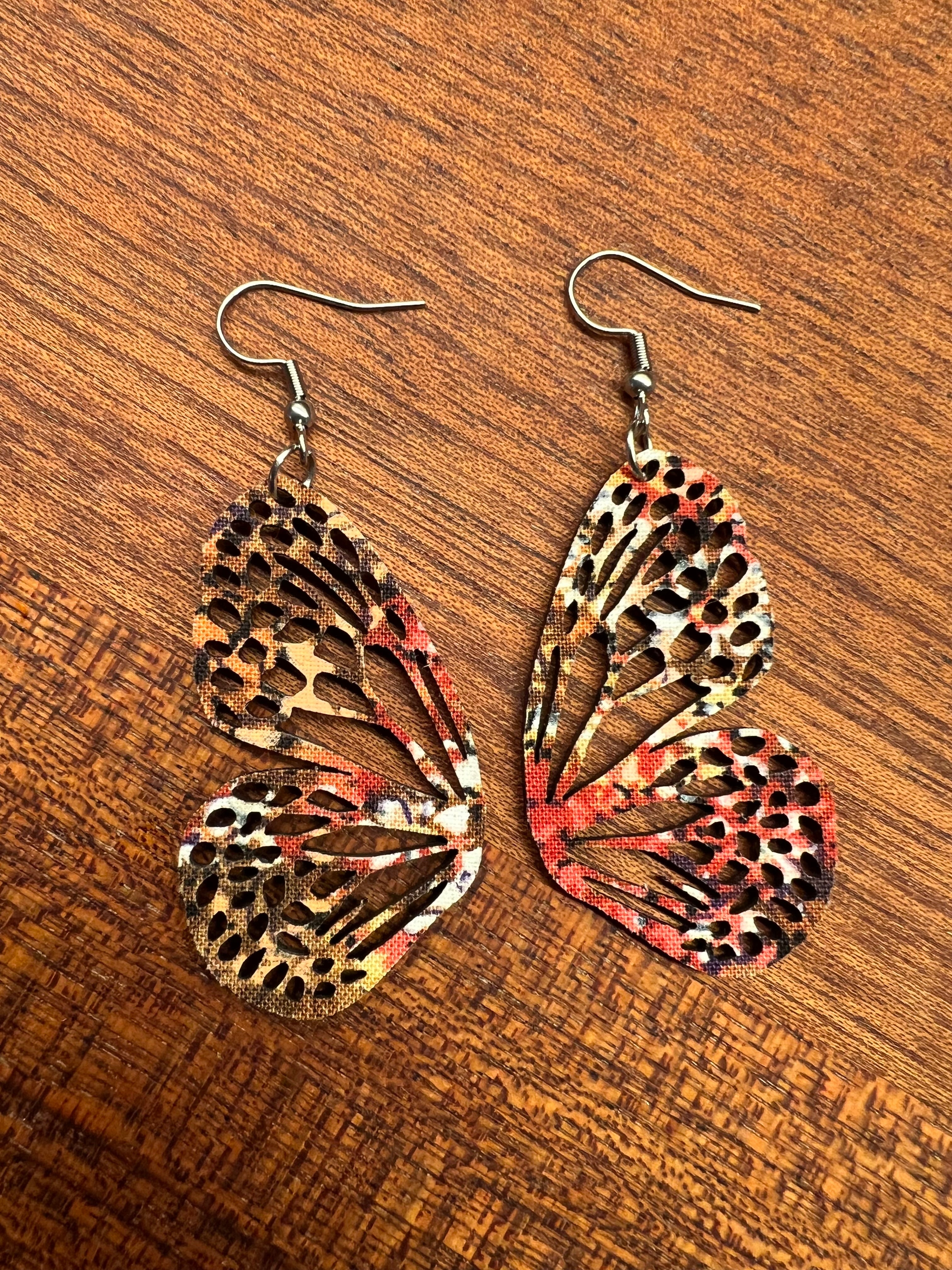 Upcycled Fall Butterfly Earrings