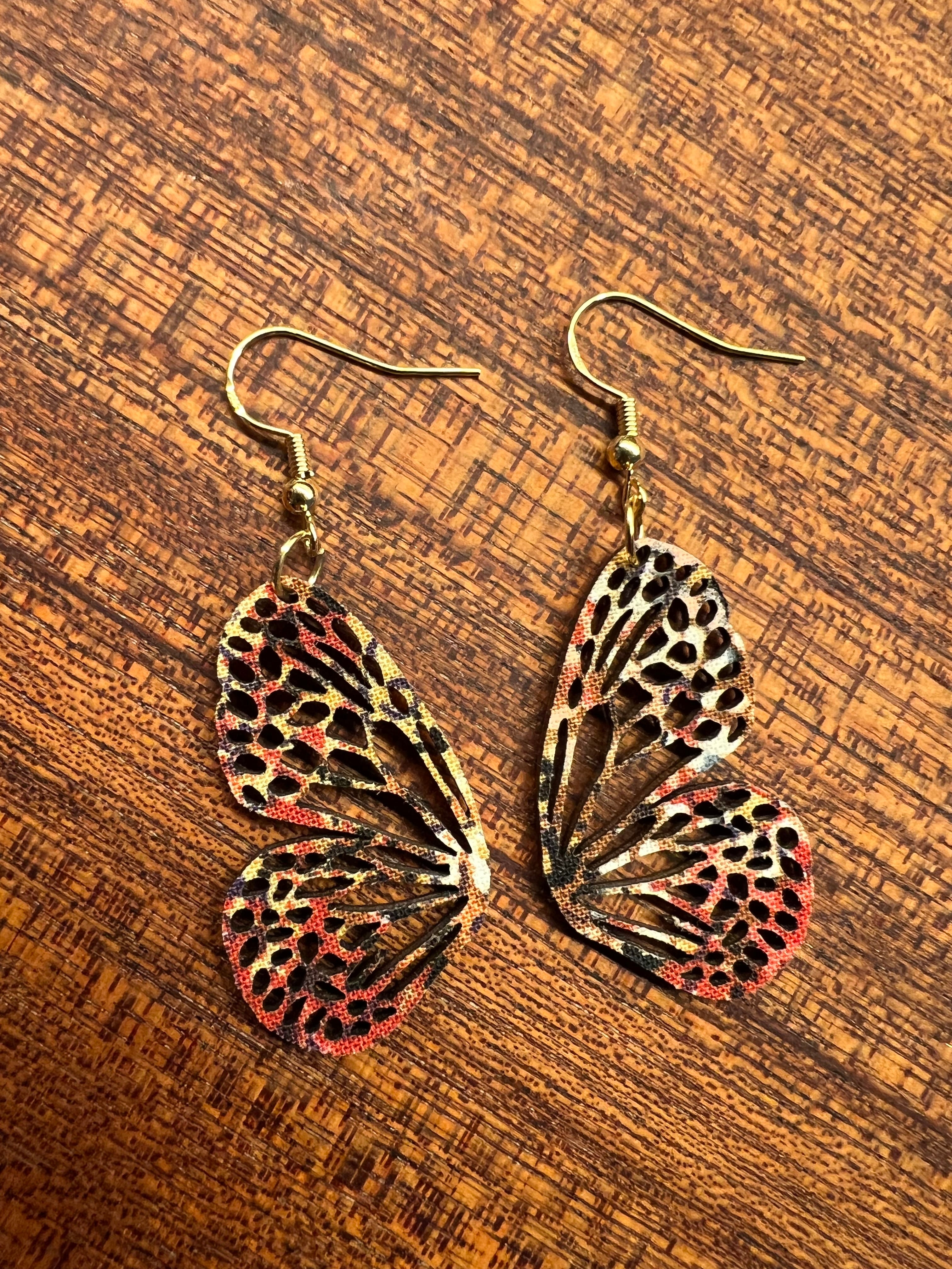 Upcycled Fall Butterfly Earrings