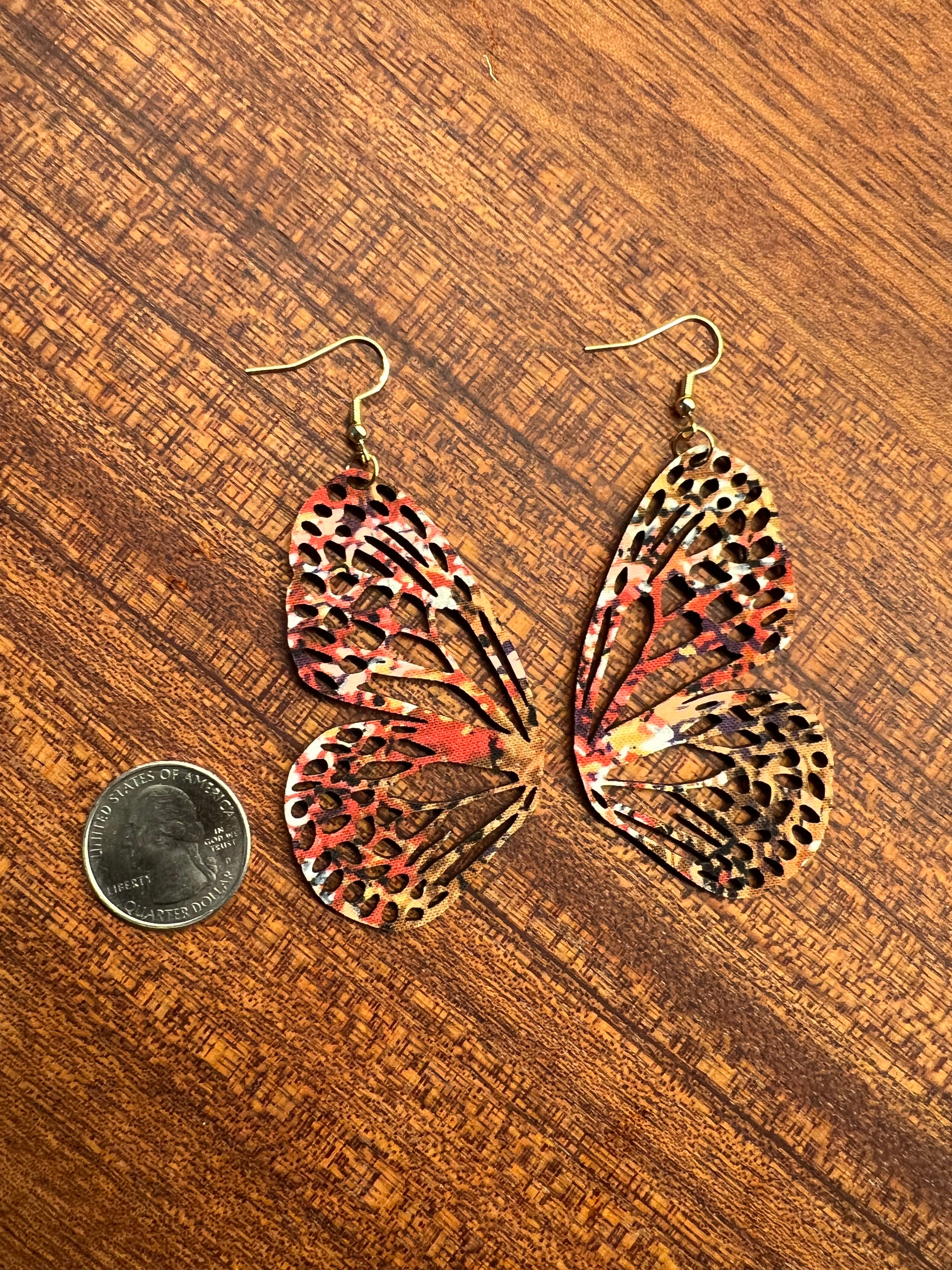 Upcycled Fall Butterfly Earrings