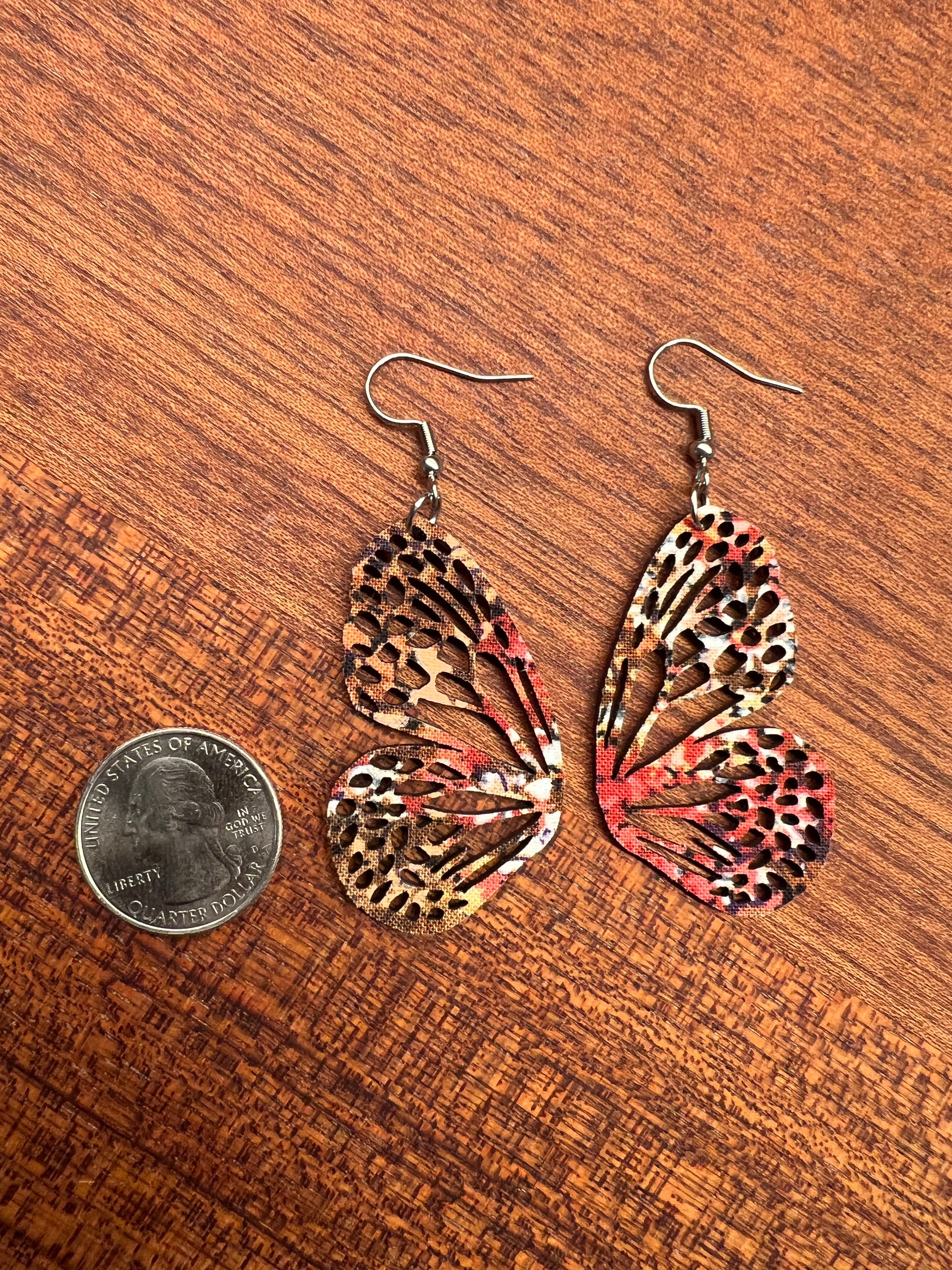 Upcycled Fall Butterfly Earrings