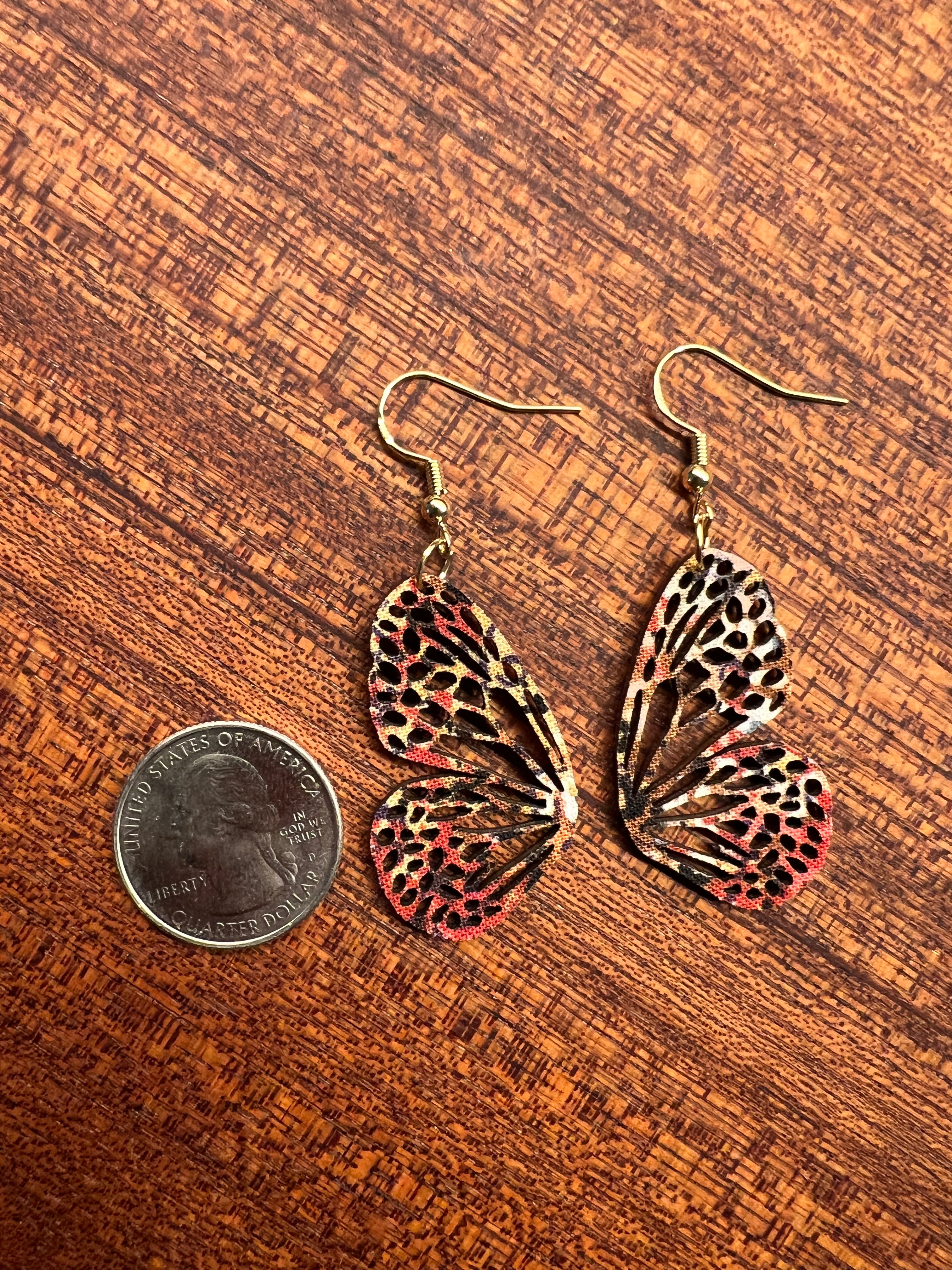 Upcycled Fall Butterfly Earrings