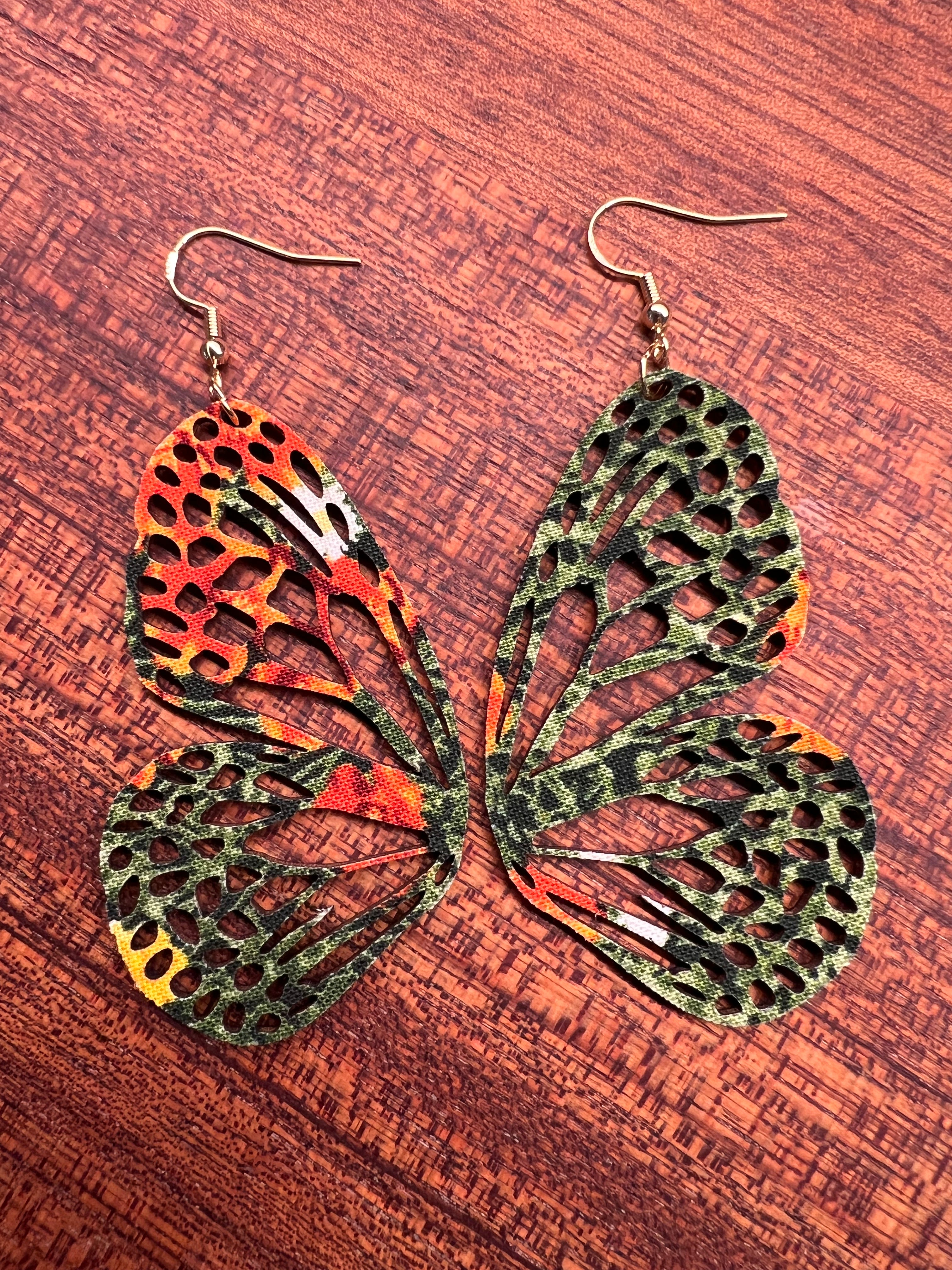 Upcycled Green Butterfly Earrings