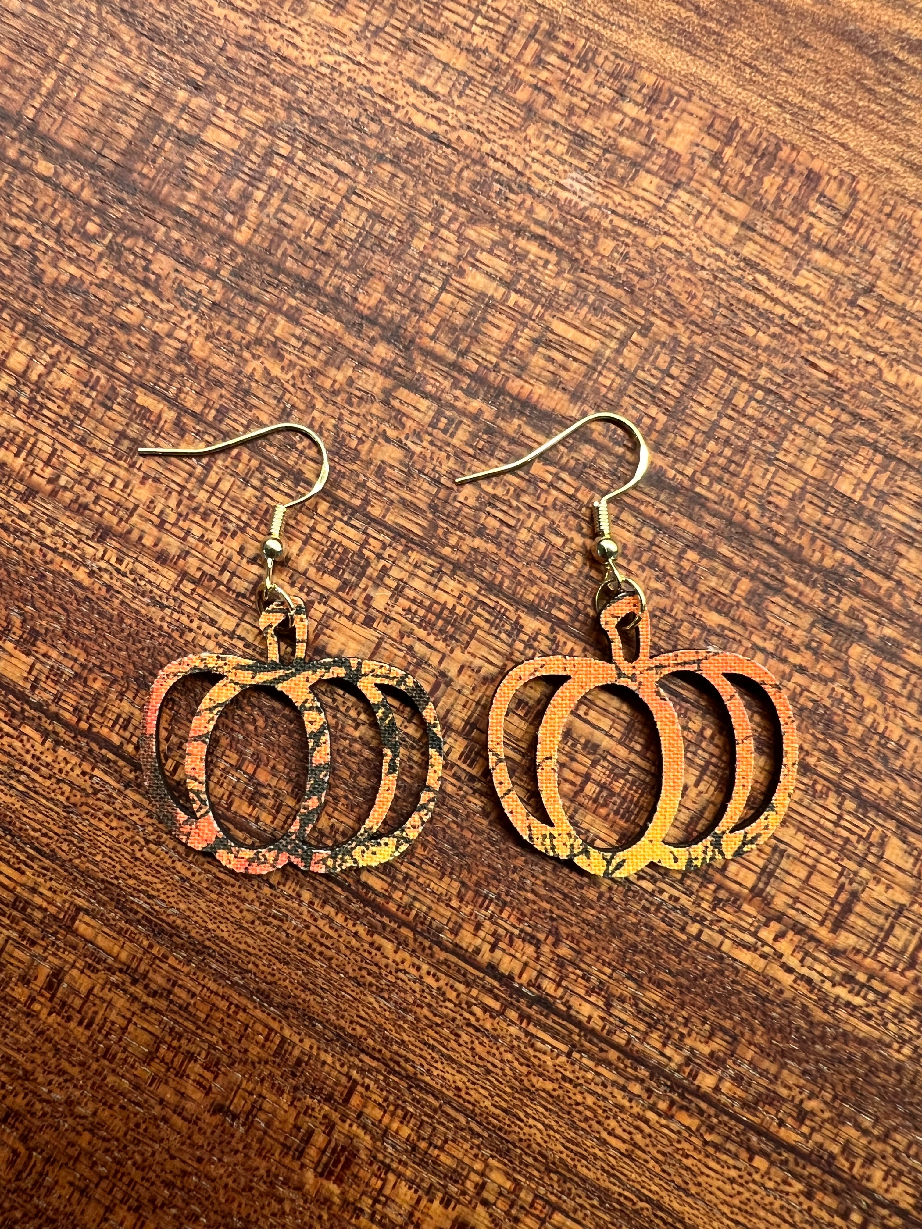 Upcycled Fall Pumpkin Earrings