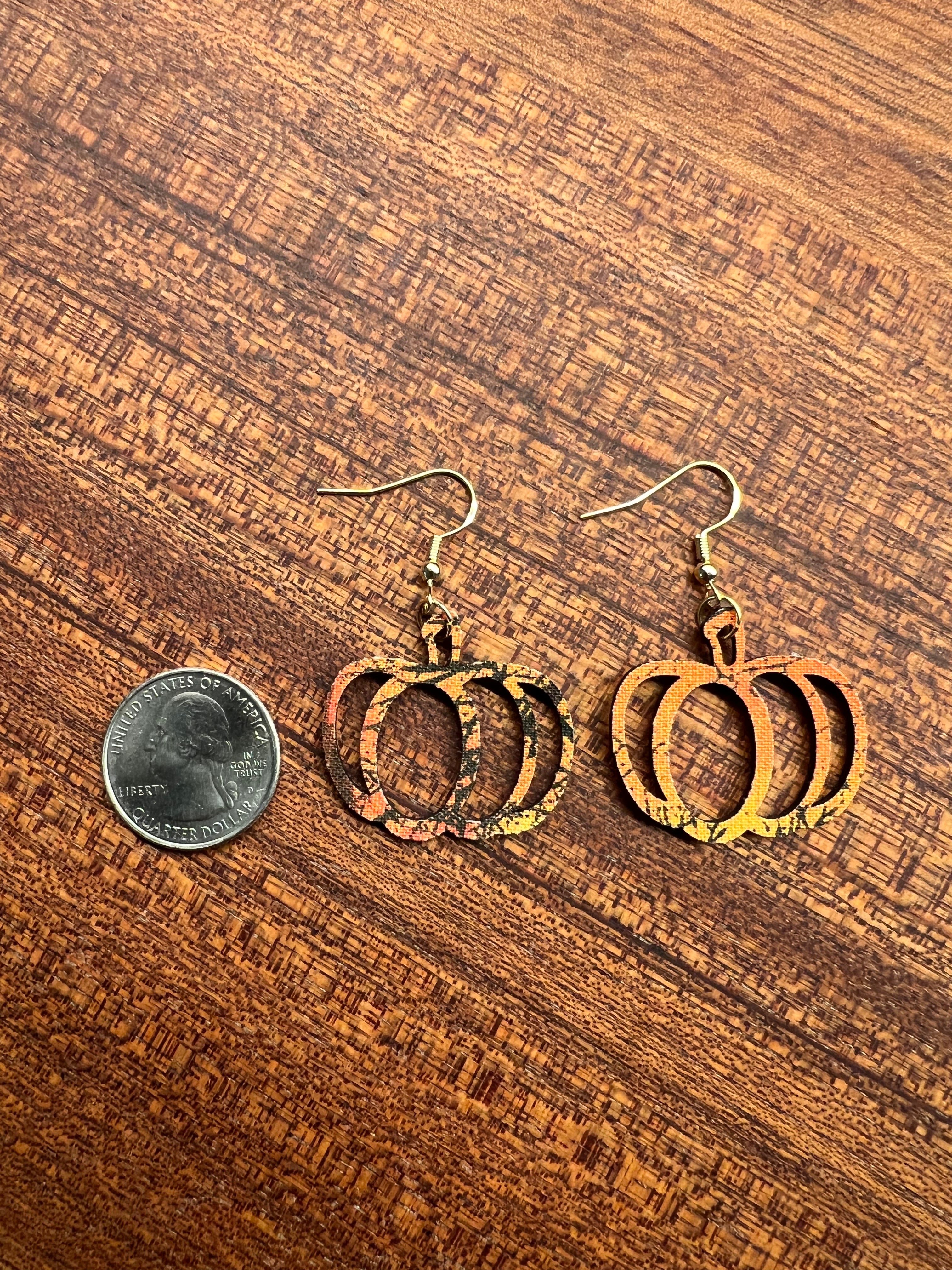 Upcycled Fall Pumpkin Earrings