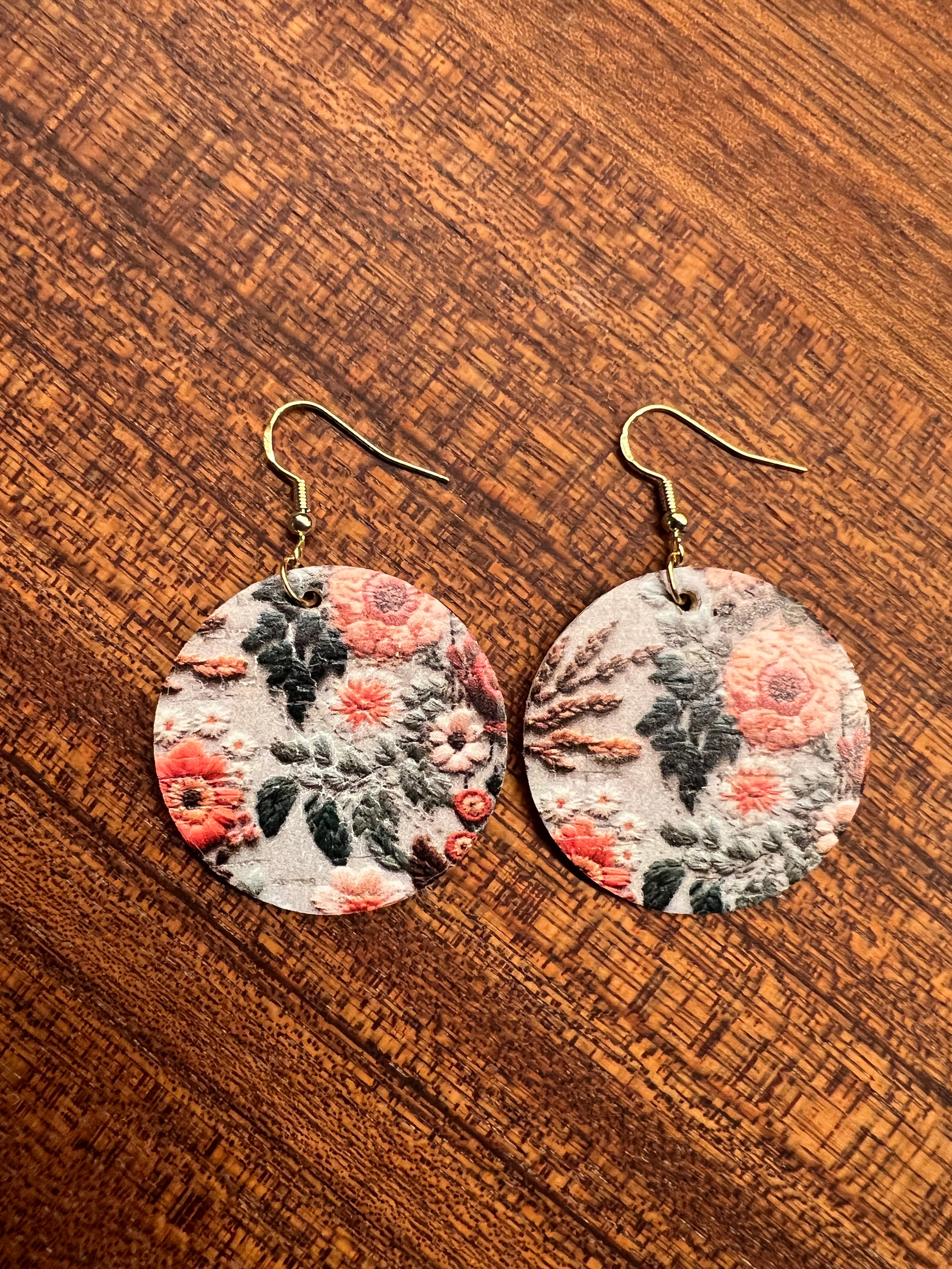 Embroidered Floral Cork Confetti Dot Earrings