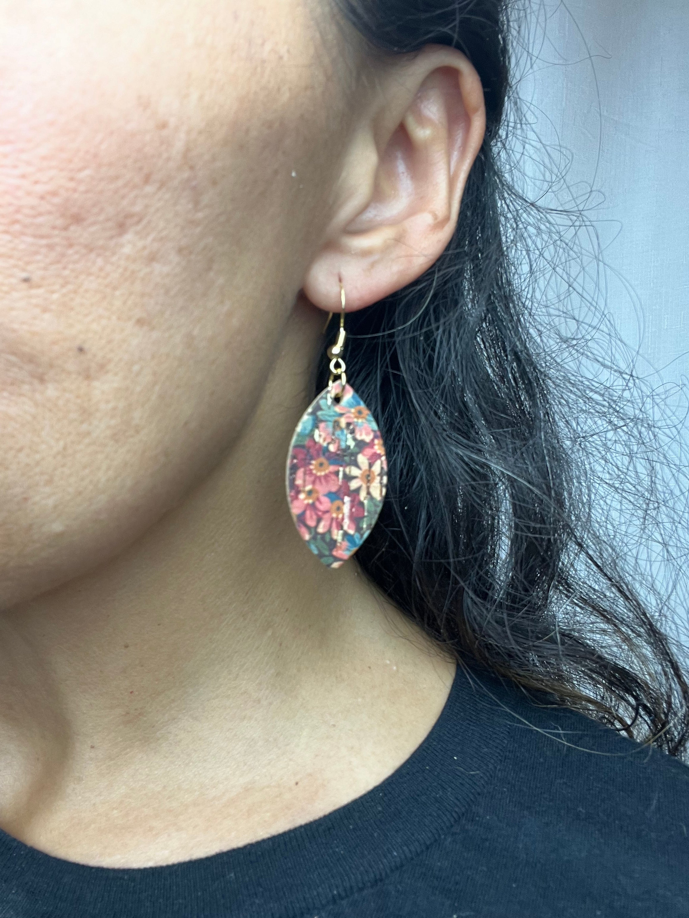 Autumn Floral Cork Mini Leaf Earrings