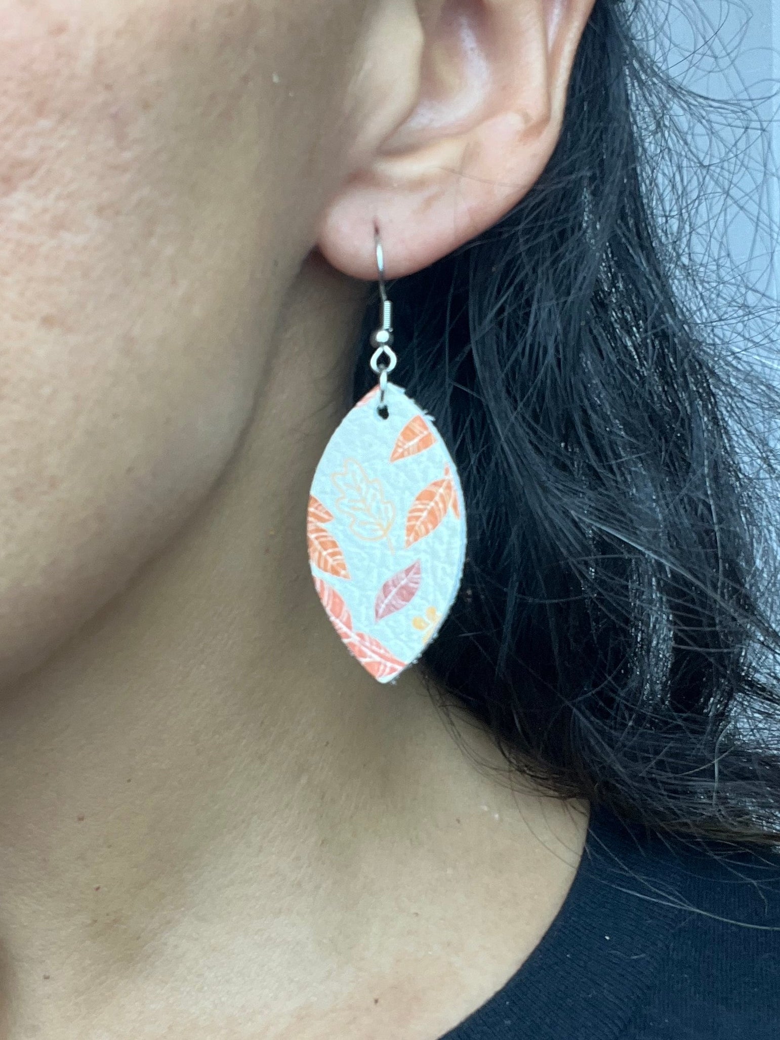 Orange Mini Leaf Earrings