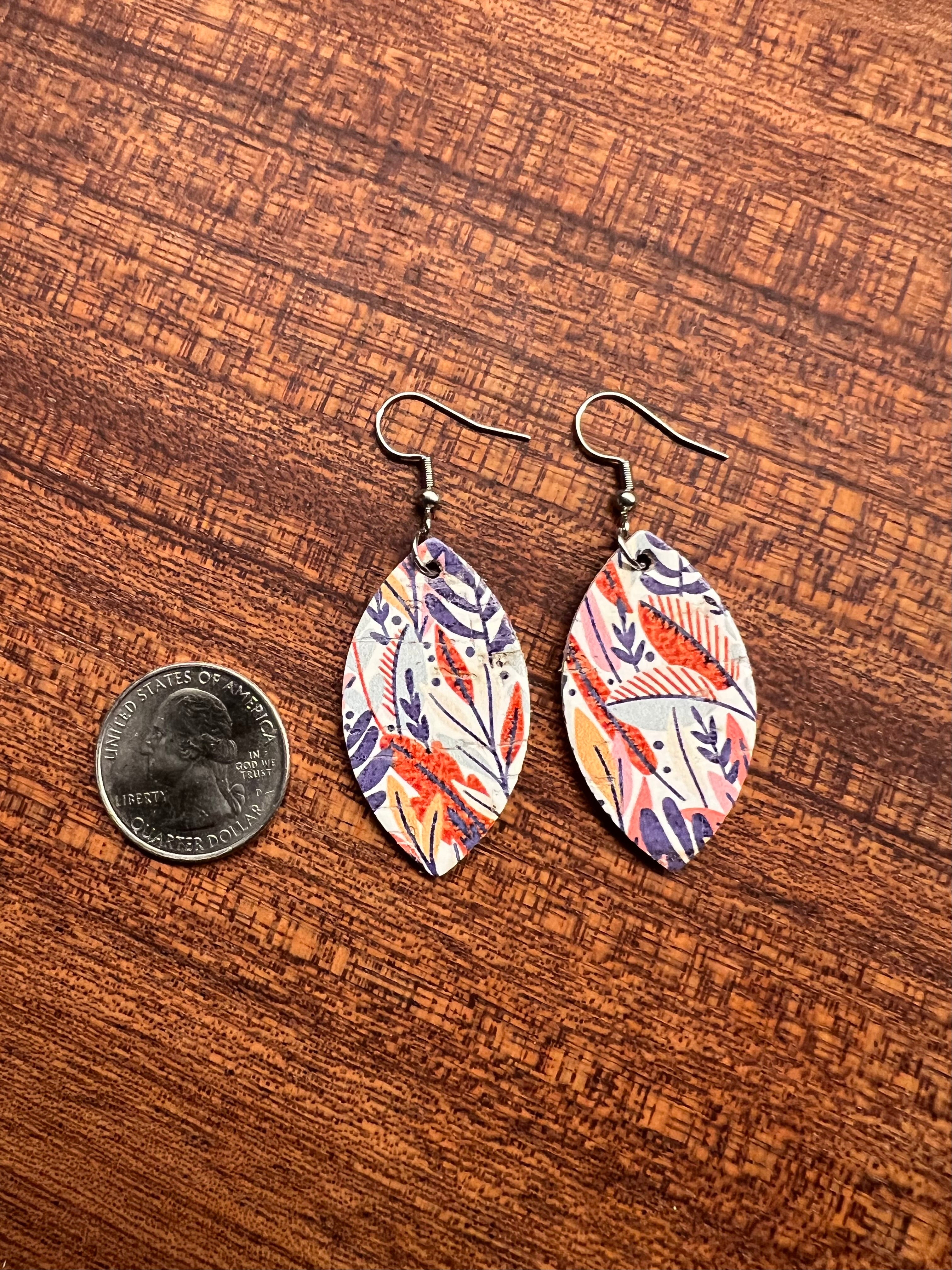 Fall Harvest Cork Mini Leaf Earrings