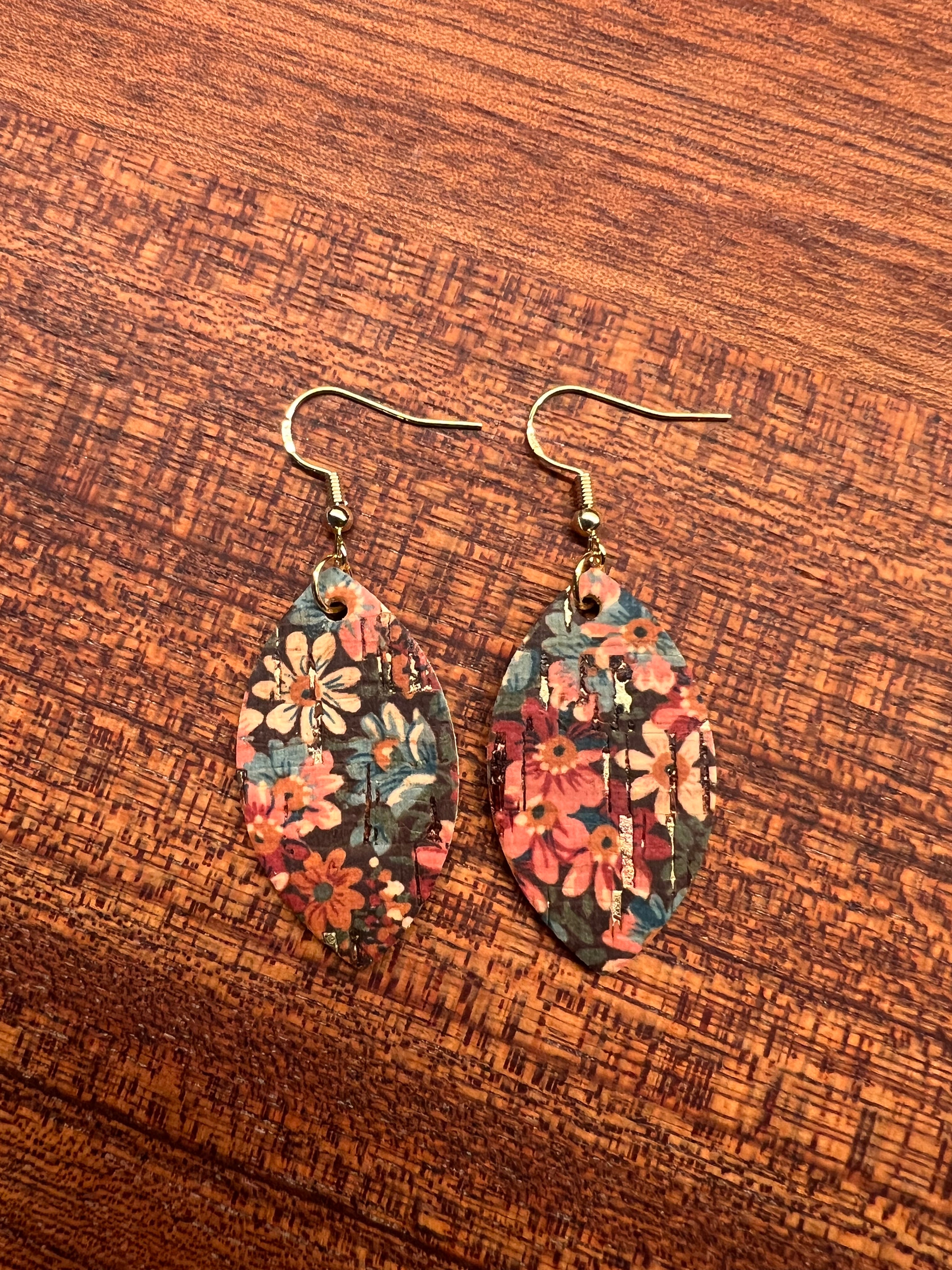 Autumn Floral Cork Mini Leaf Earrings