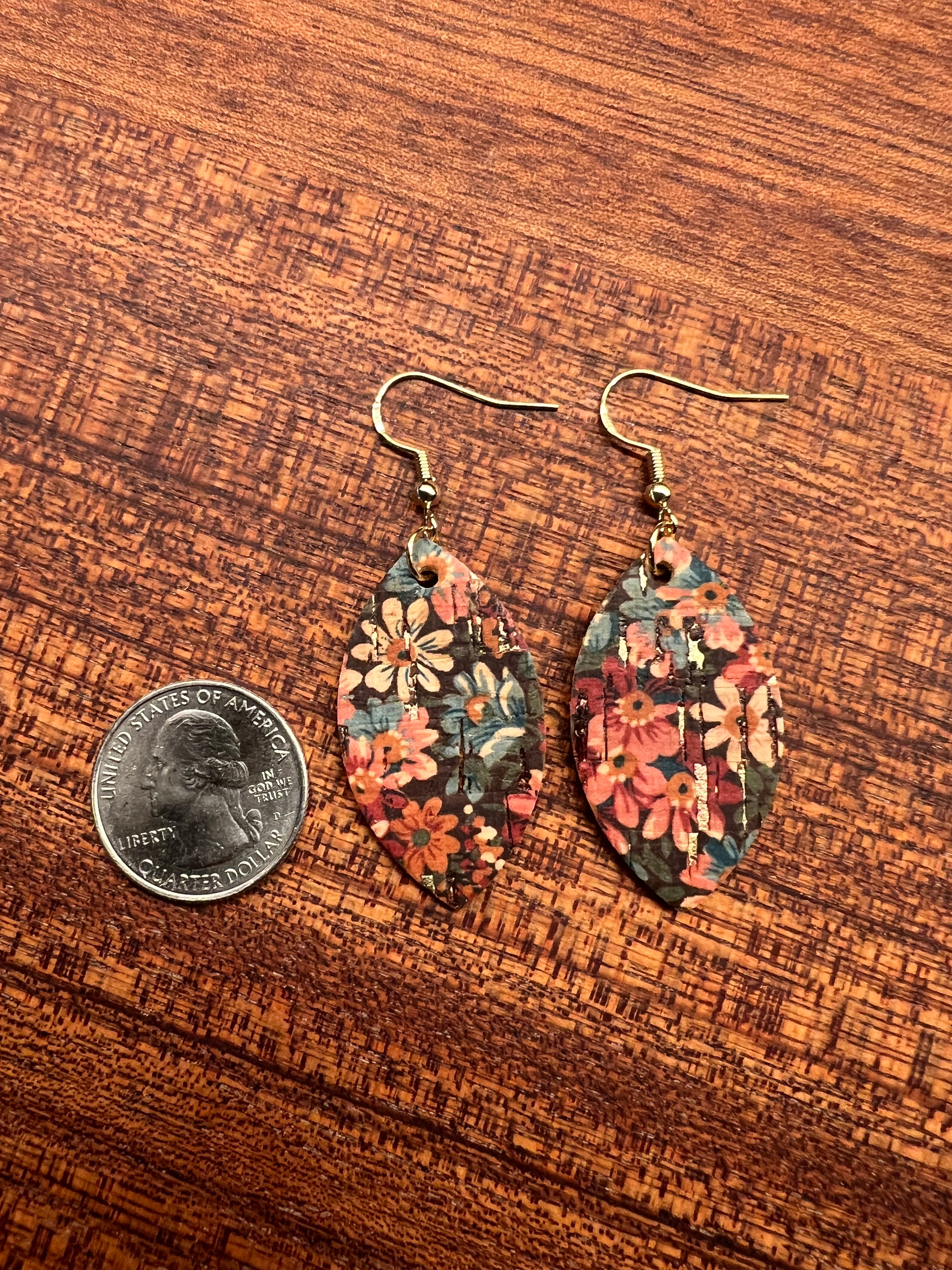 Autumn Floral Cork Mini Leaf Earrings