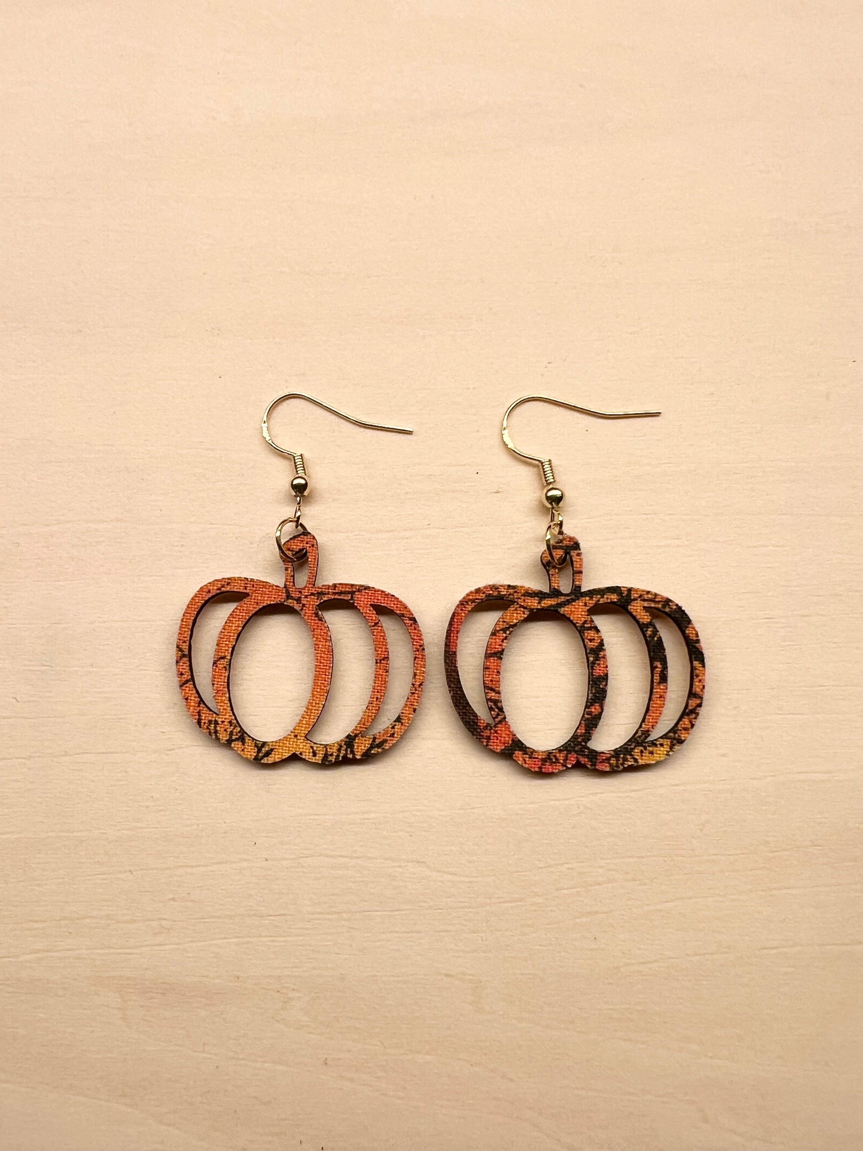 Upcycled Fall Pumpkin Earrings