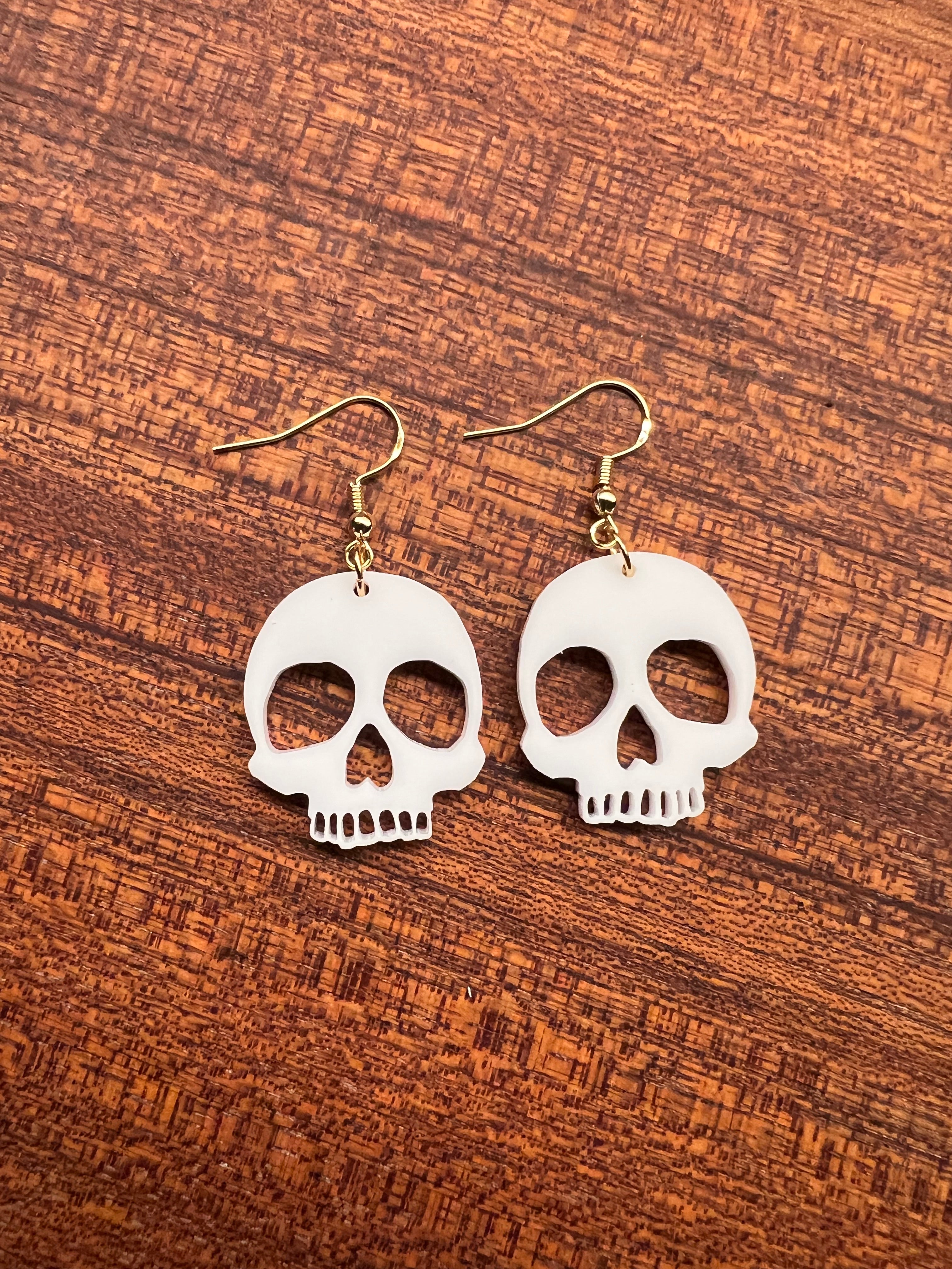 Mini White Skull Earrings