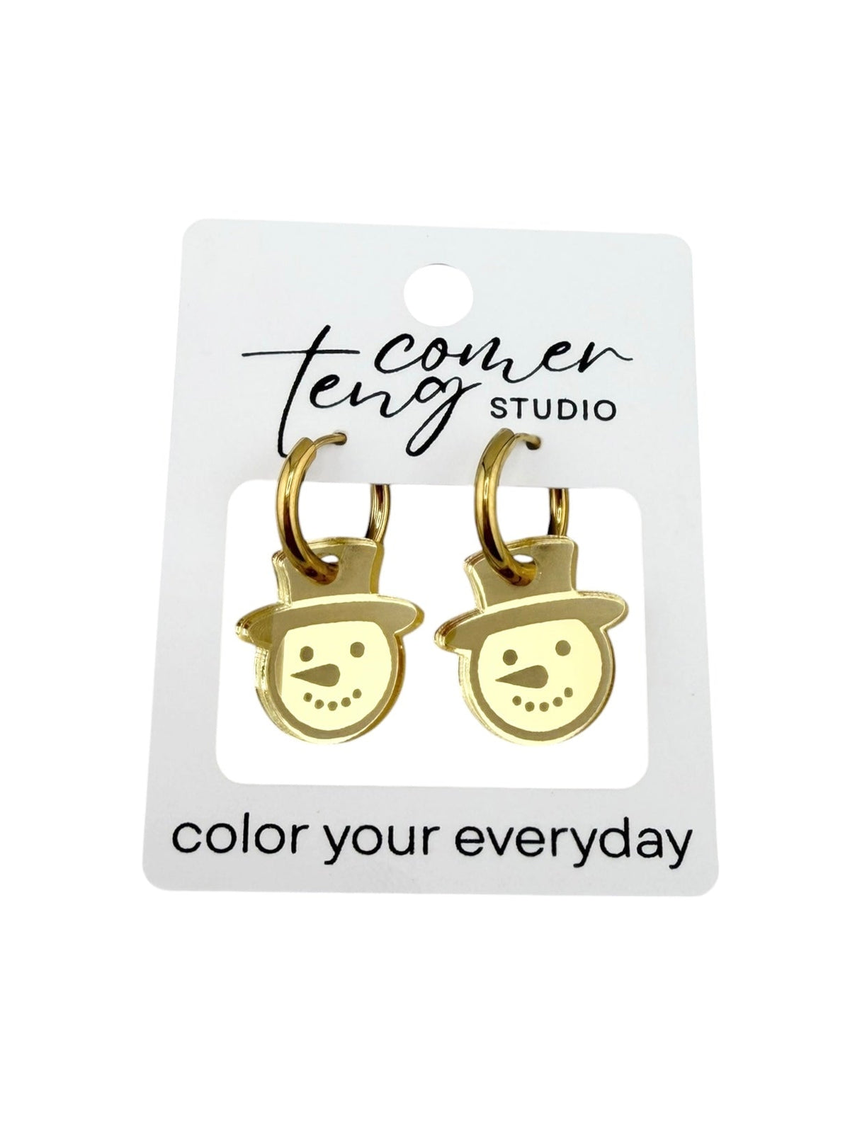 Snowman Charm Hoop Earrings | Interchangeable Winter Earrings