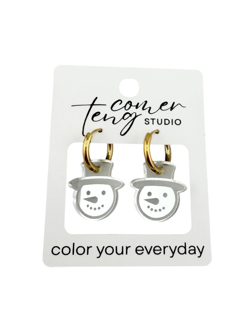 Snowman Charm Hoop Earrings | Interchangeable Winter Earrings