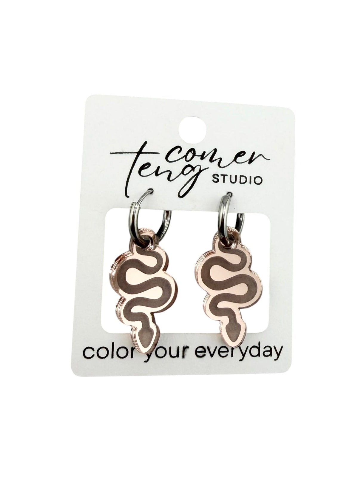 Metallic Snake Charm Hoop Earrings | Rose Gold, Gold &amp; Silver