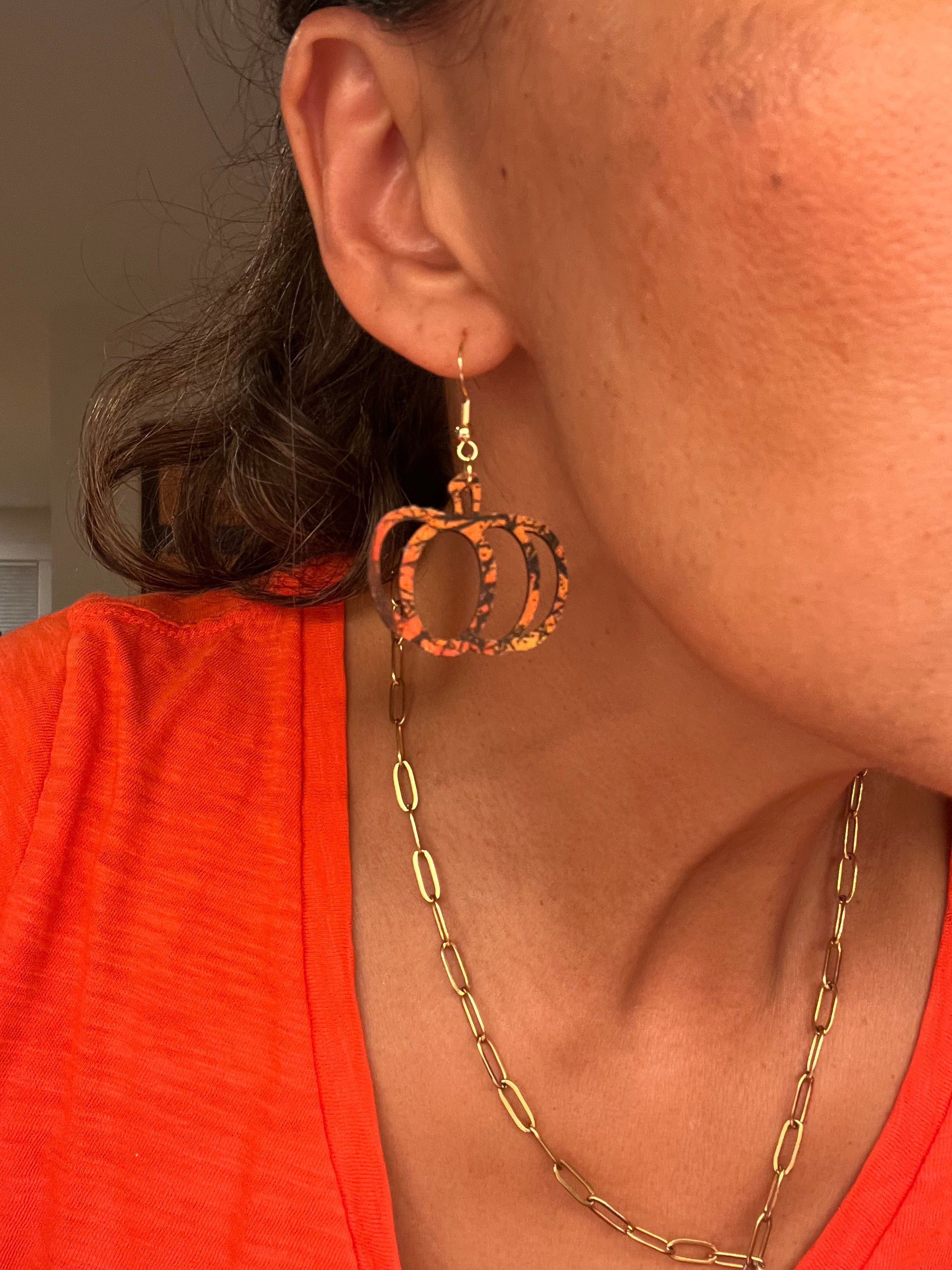 Upcycled Fall Pumpkin Earrings