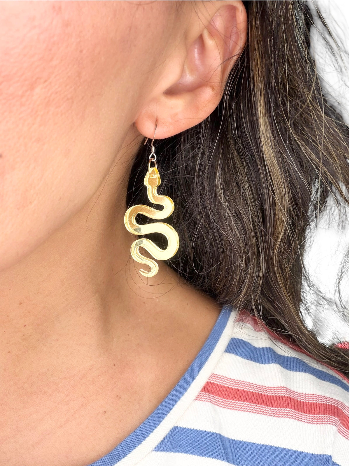 Metallic Dangle Snake Earrings | Rose Gold, Gold &amp; Silver