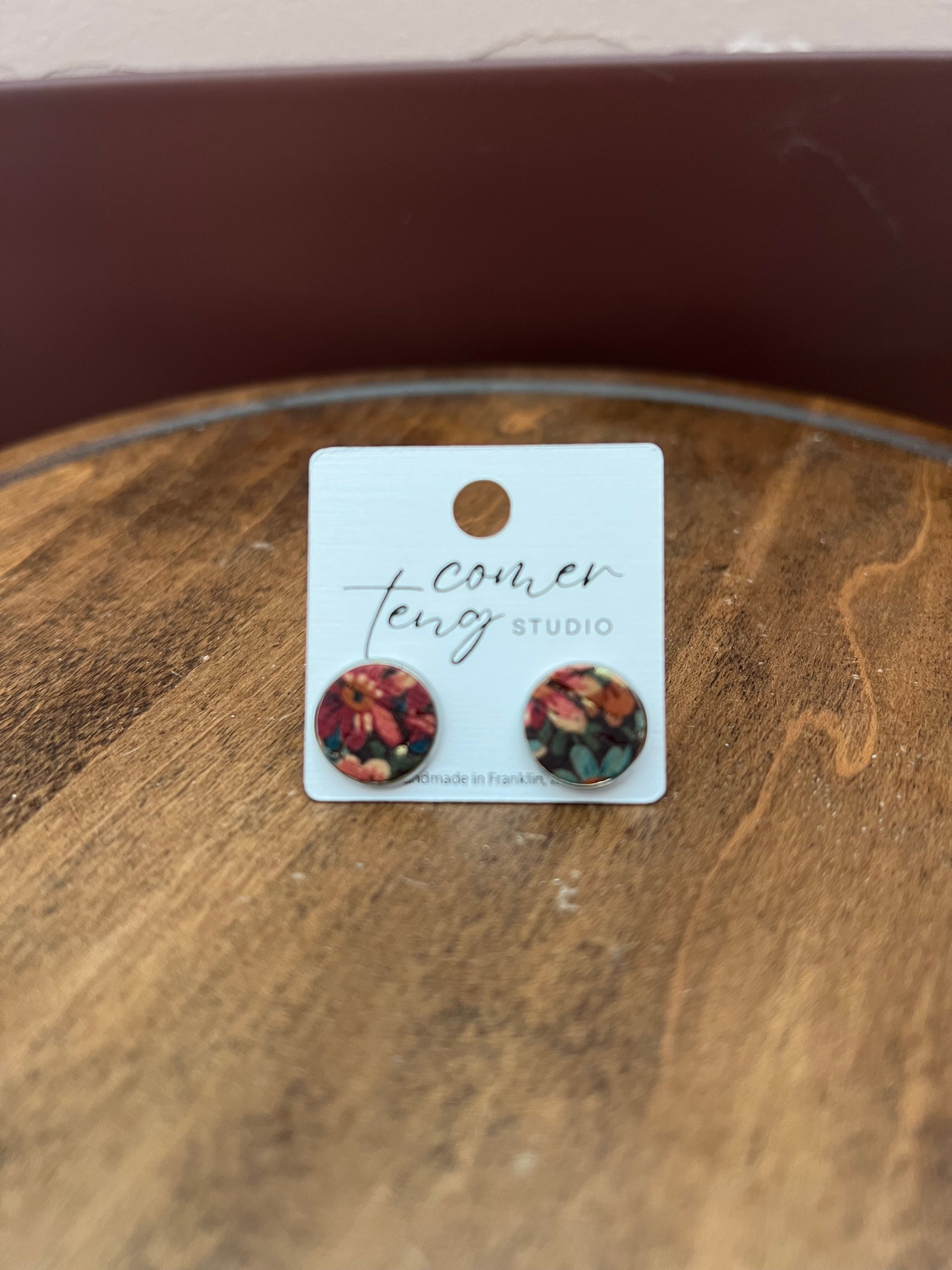 Autumn Floral Cork Stud Earrings