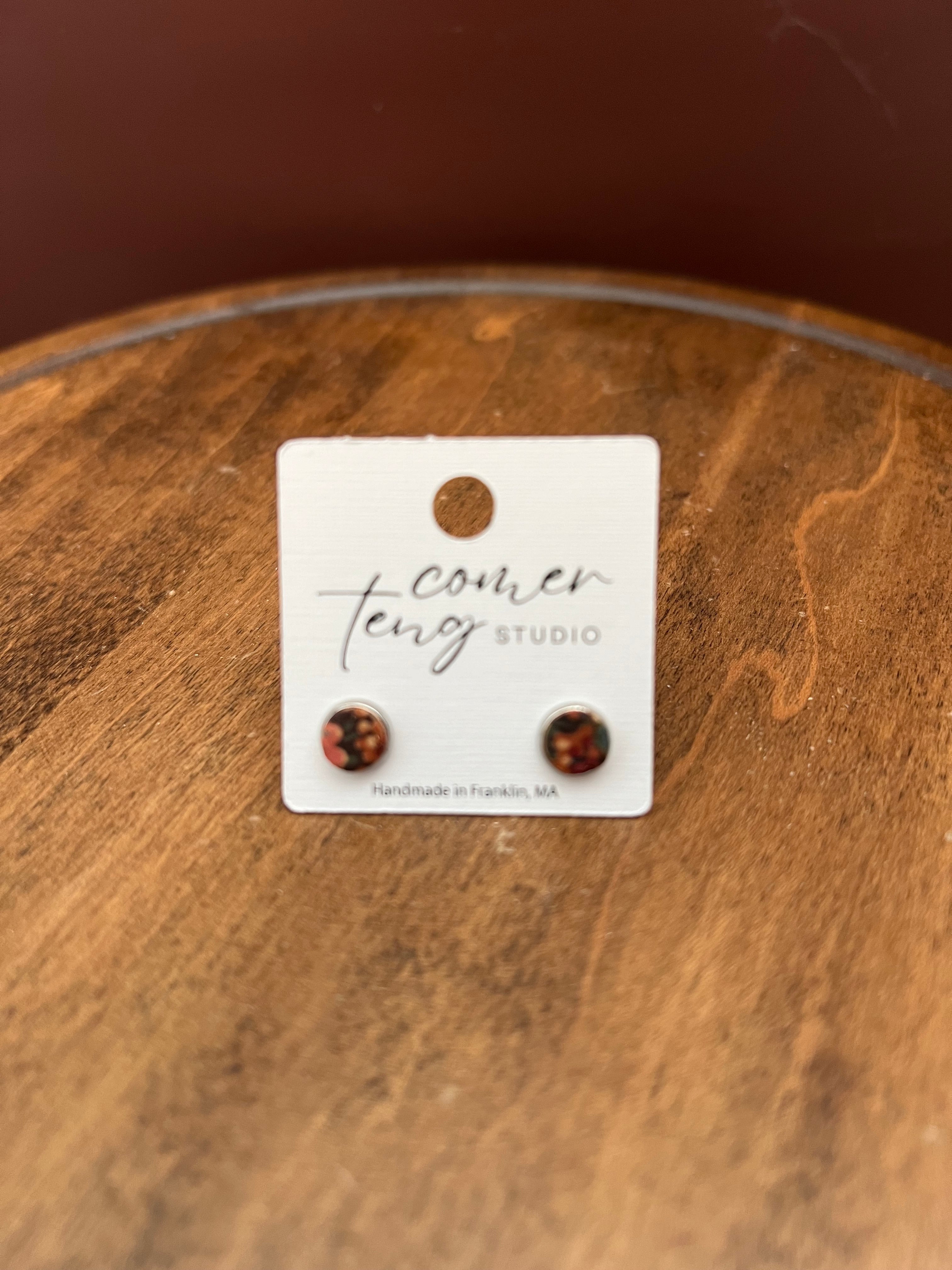 Autumn Floral Cork Stud Earrings