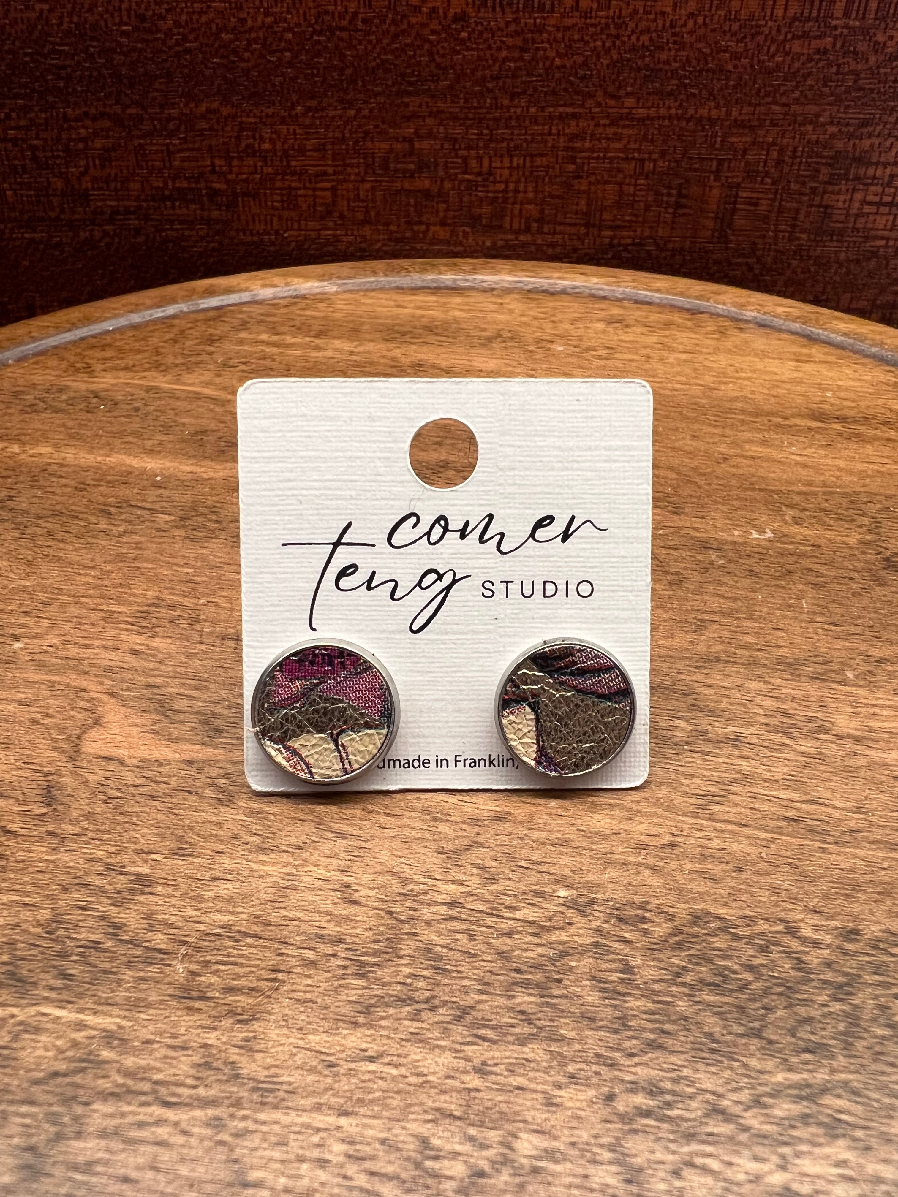 Funky Floral Leather Stud Earrings