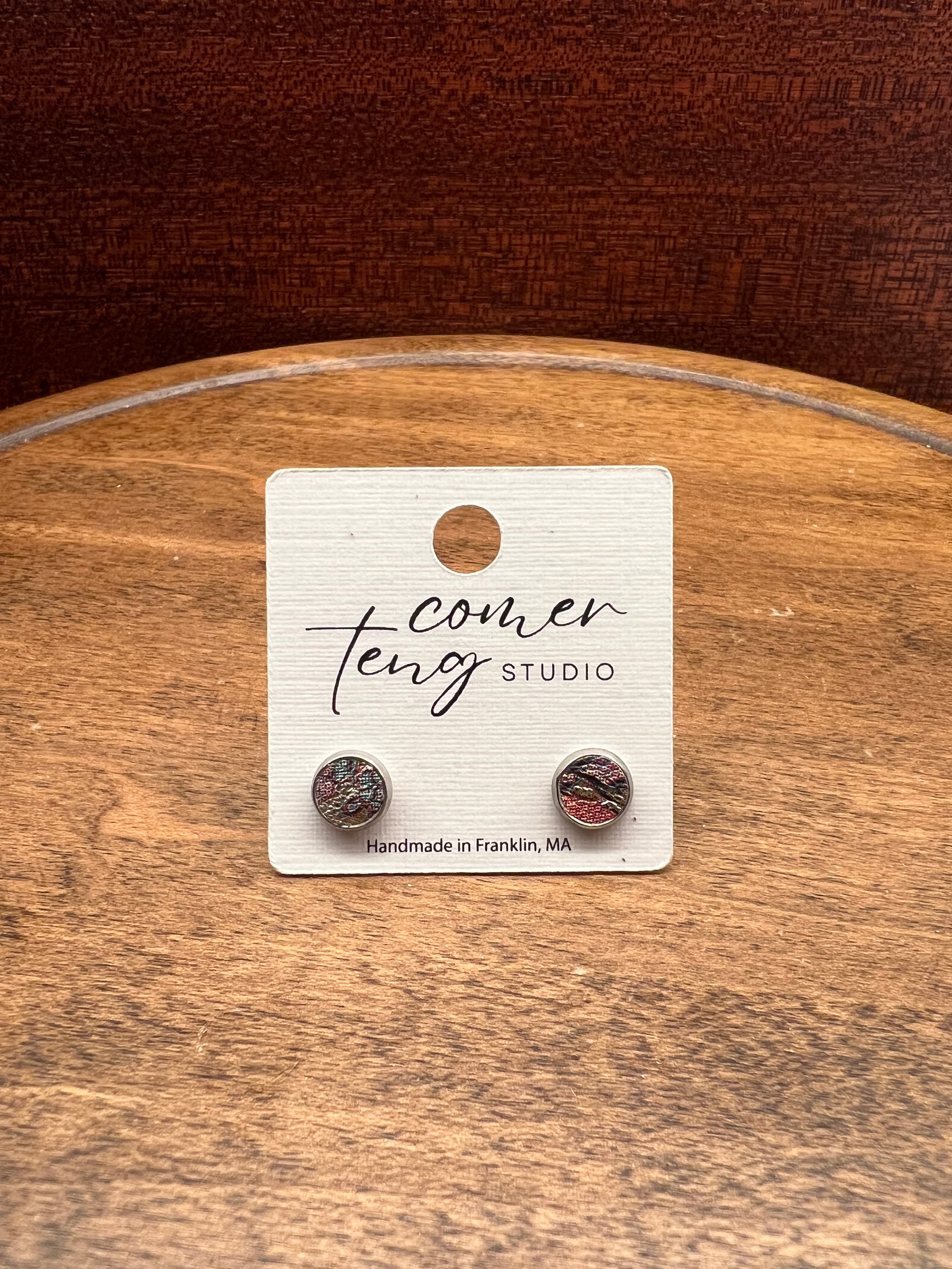 Funky Floral Leather Stud Earrings