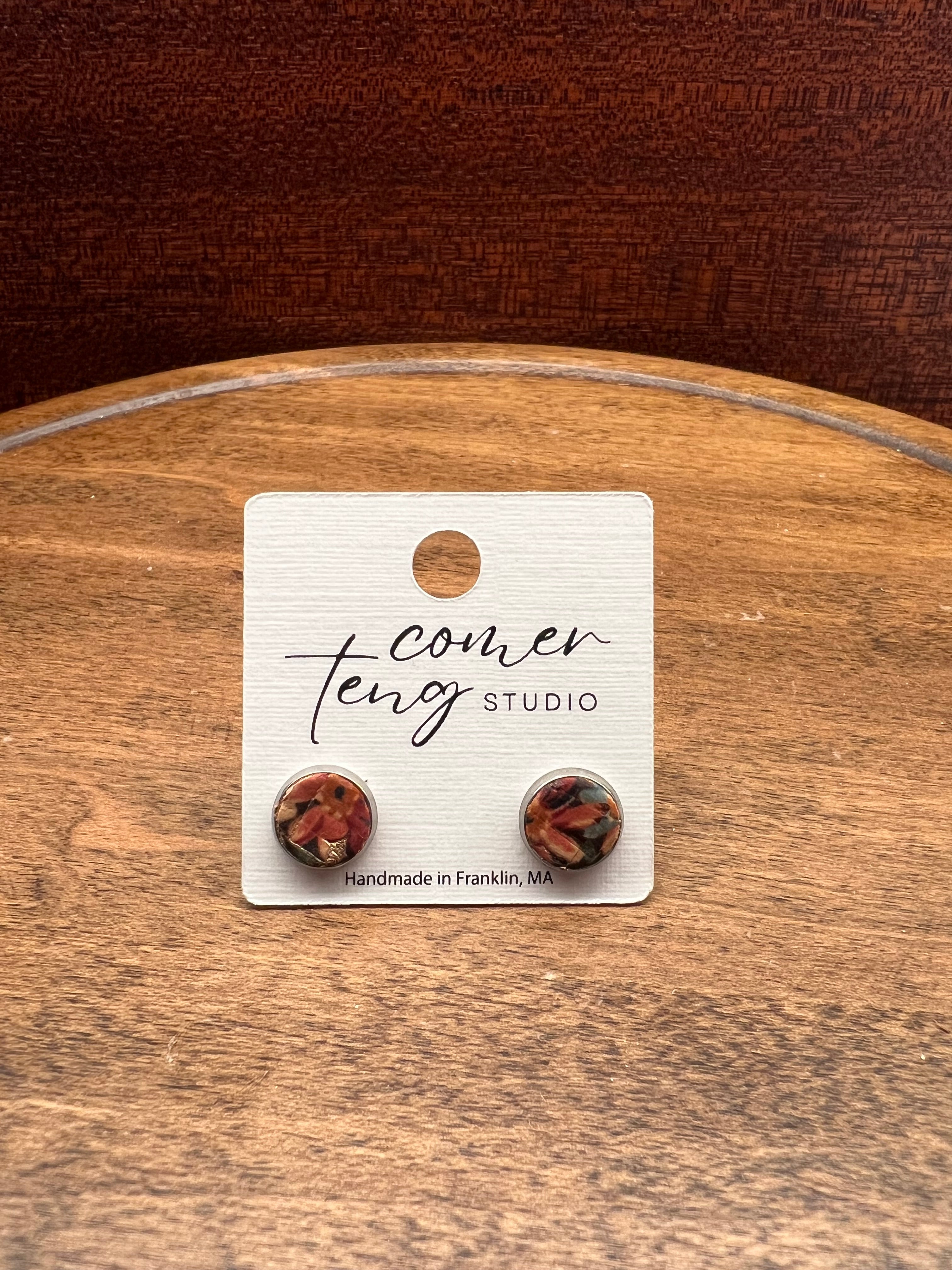 Autumn Floral Cork Stud Earrings