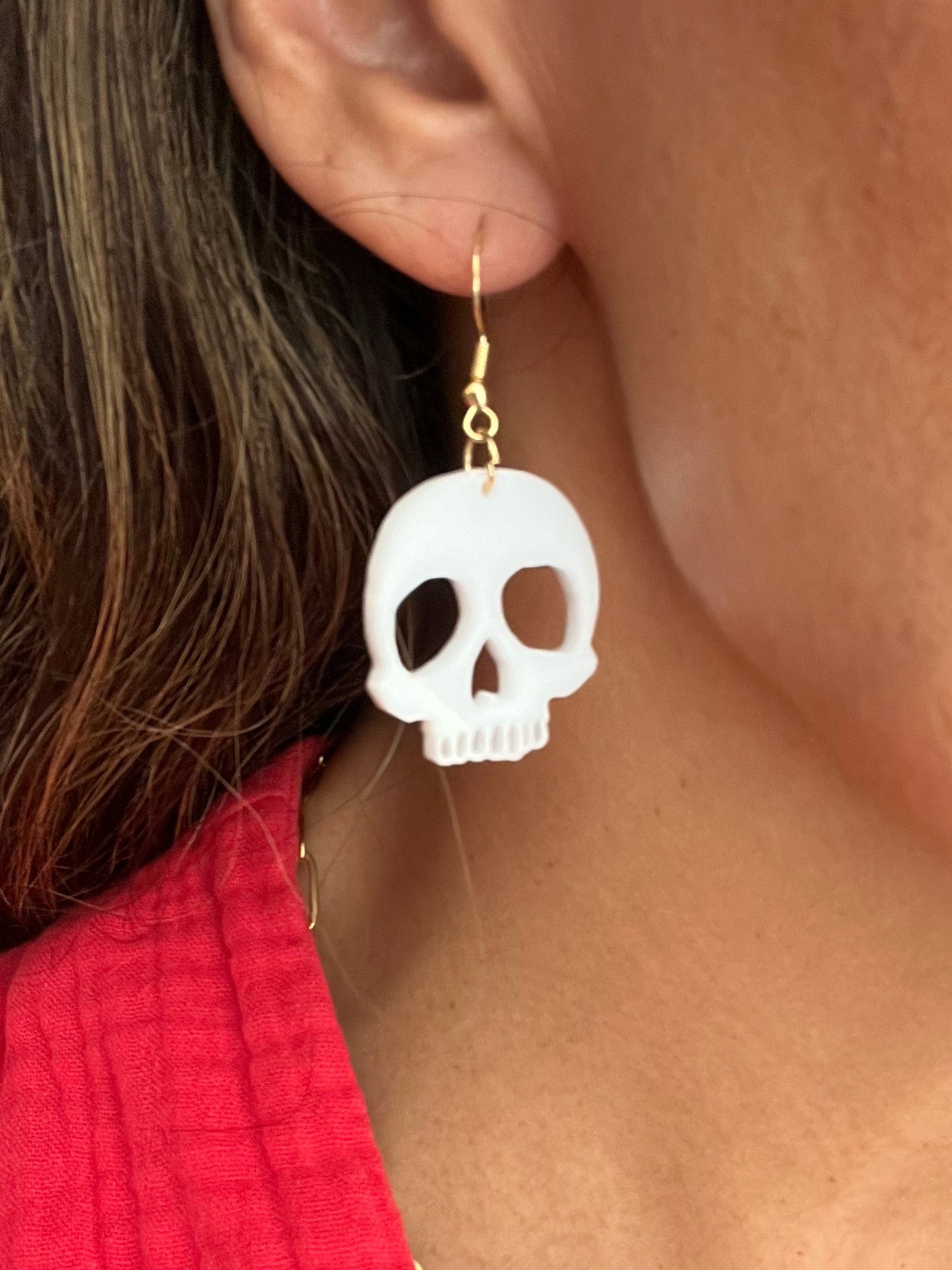 White Skull Earrings