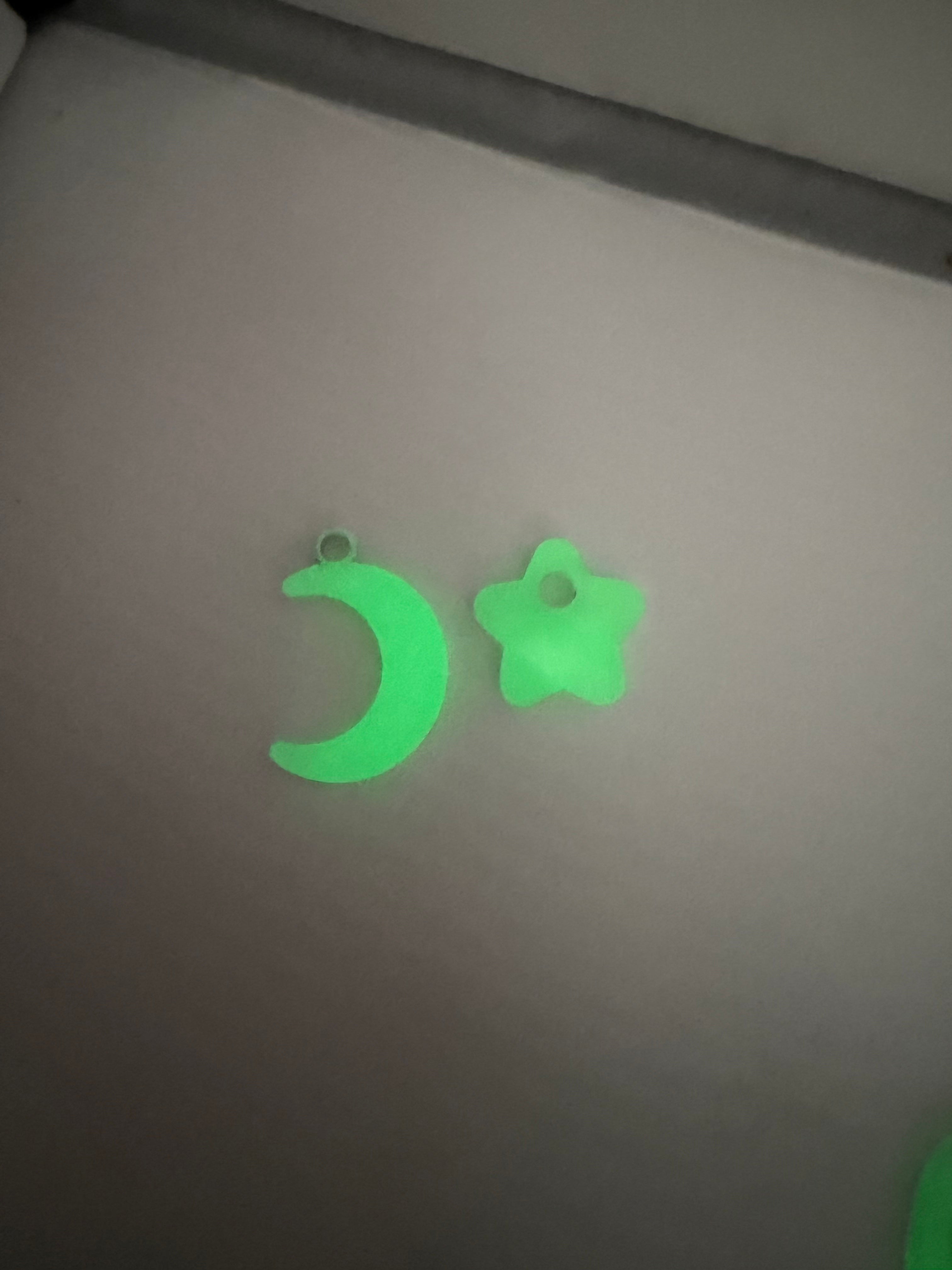 Glow-in-the-Dark Moon &amp; Star Charm Hoop Earrings | Interchangeable Halloween Earrings