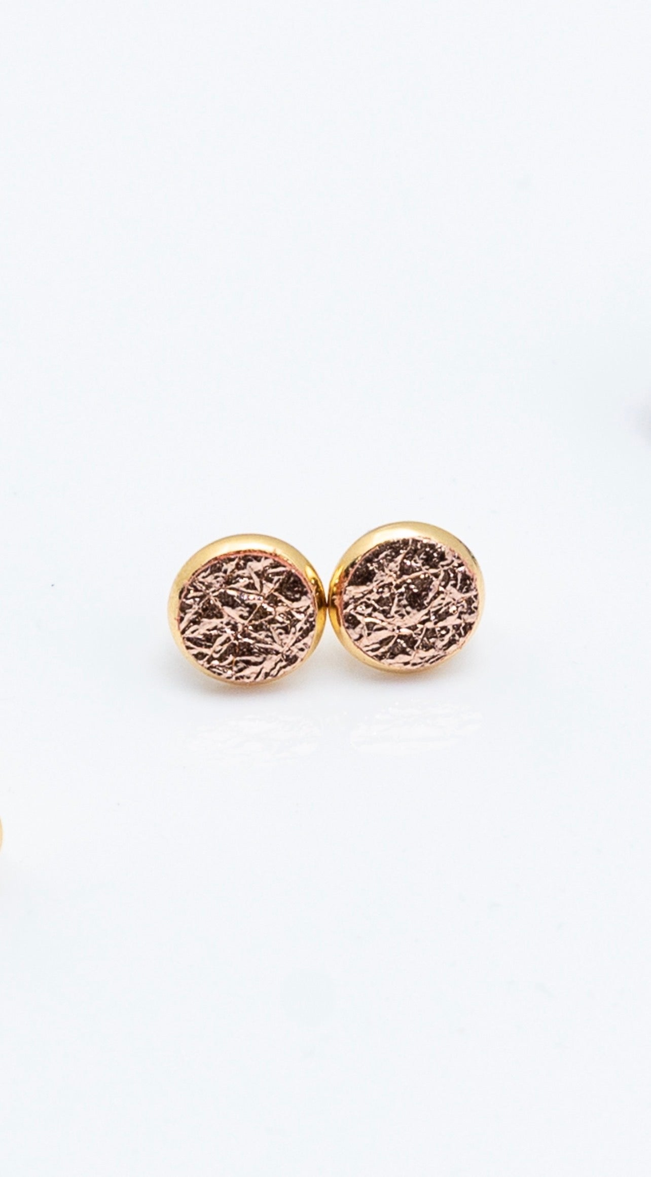 Rose Gold Leather Stud Earrings