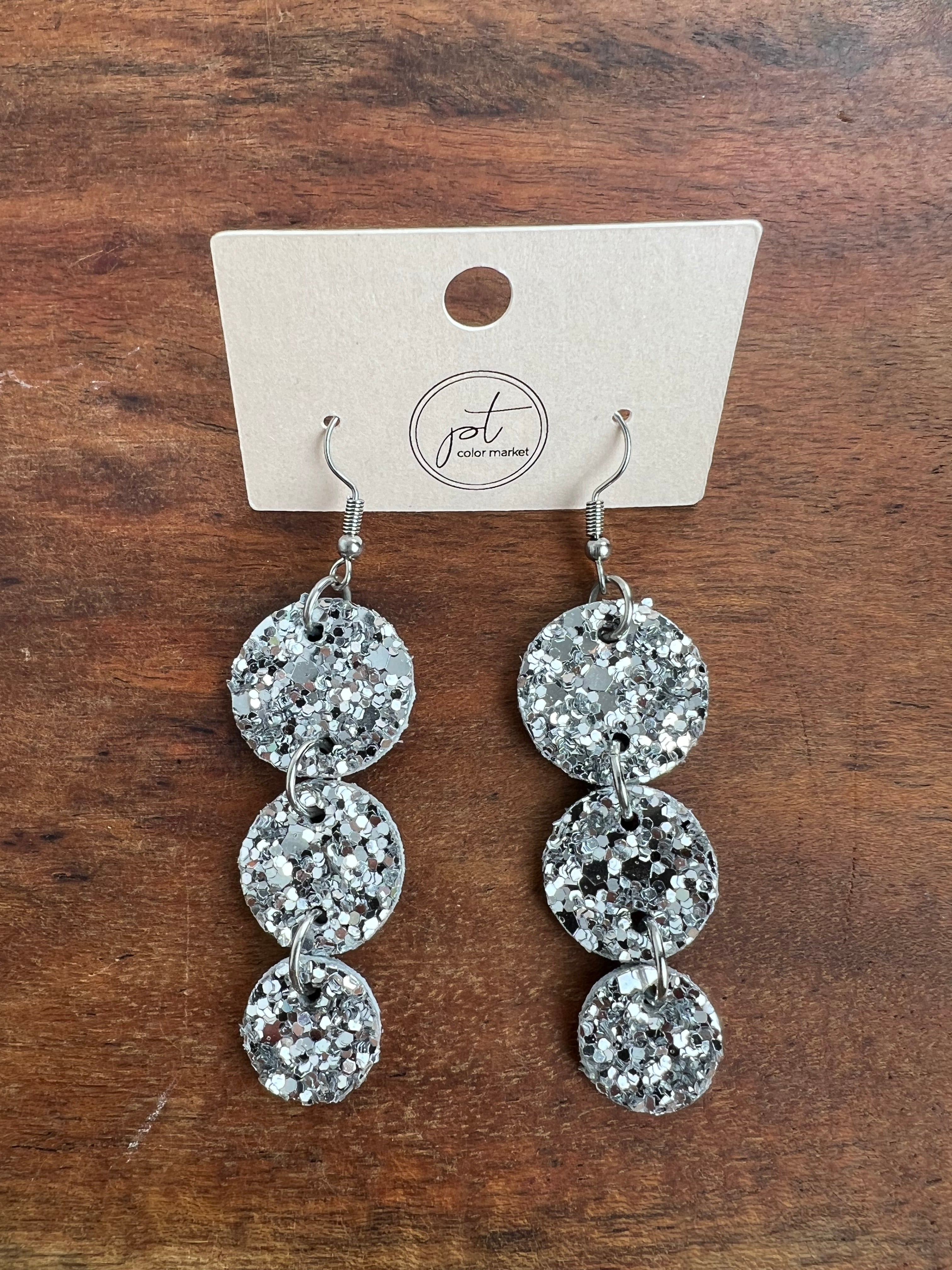 Silver Sparkle Trio Earrings