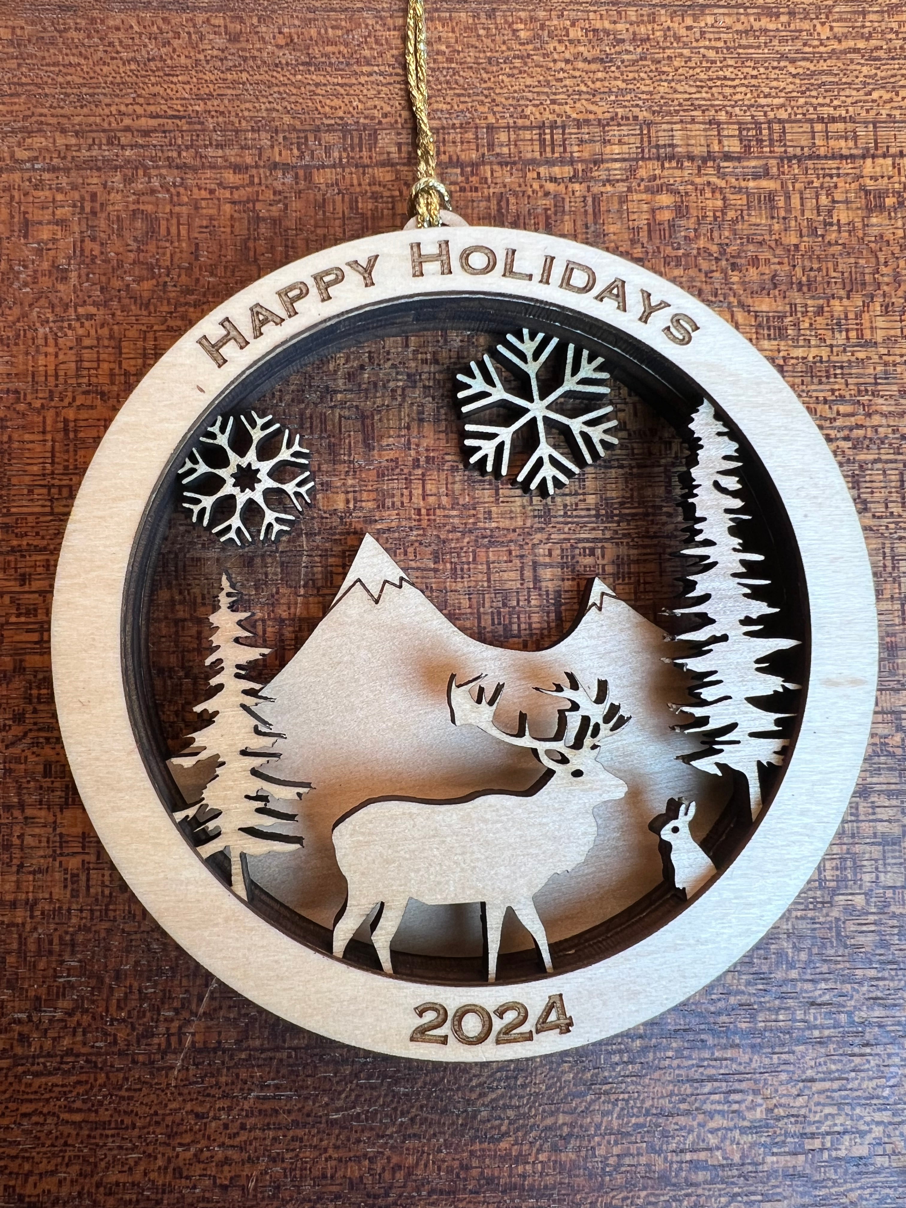 Personalized Wooden Winter Ornament 2024