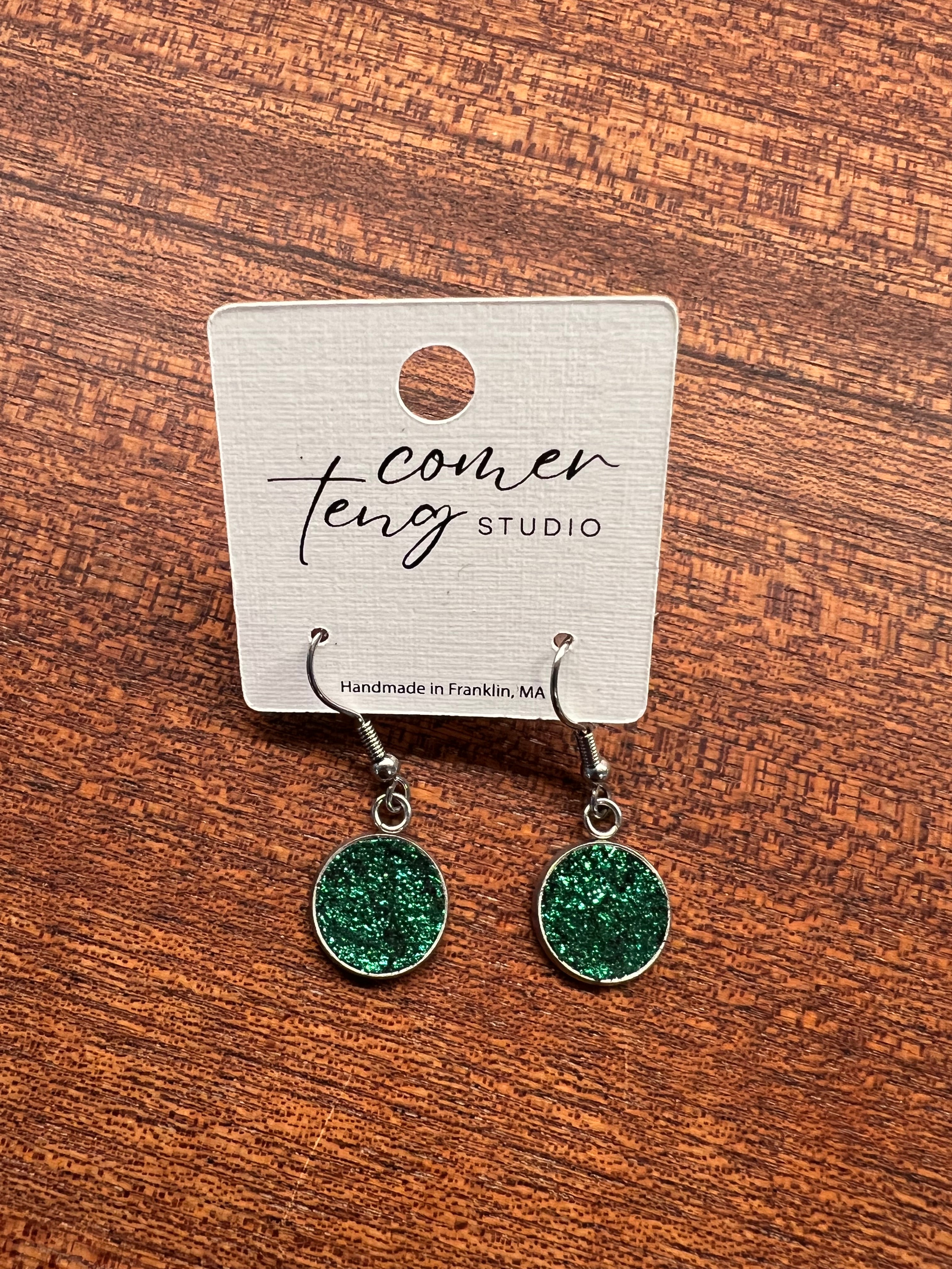 Green Shimmer Leather Earrings Collection