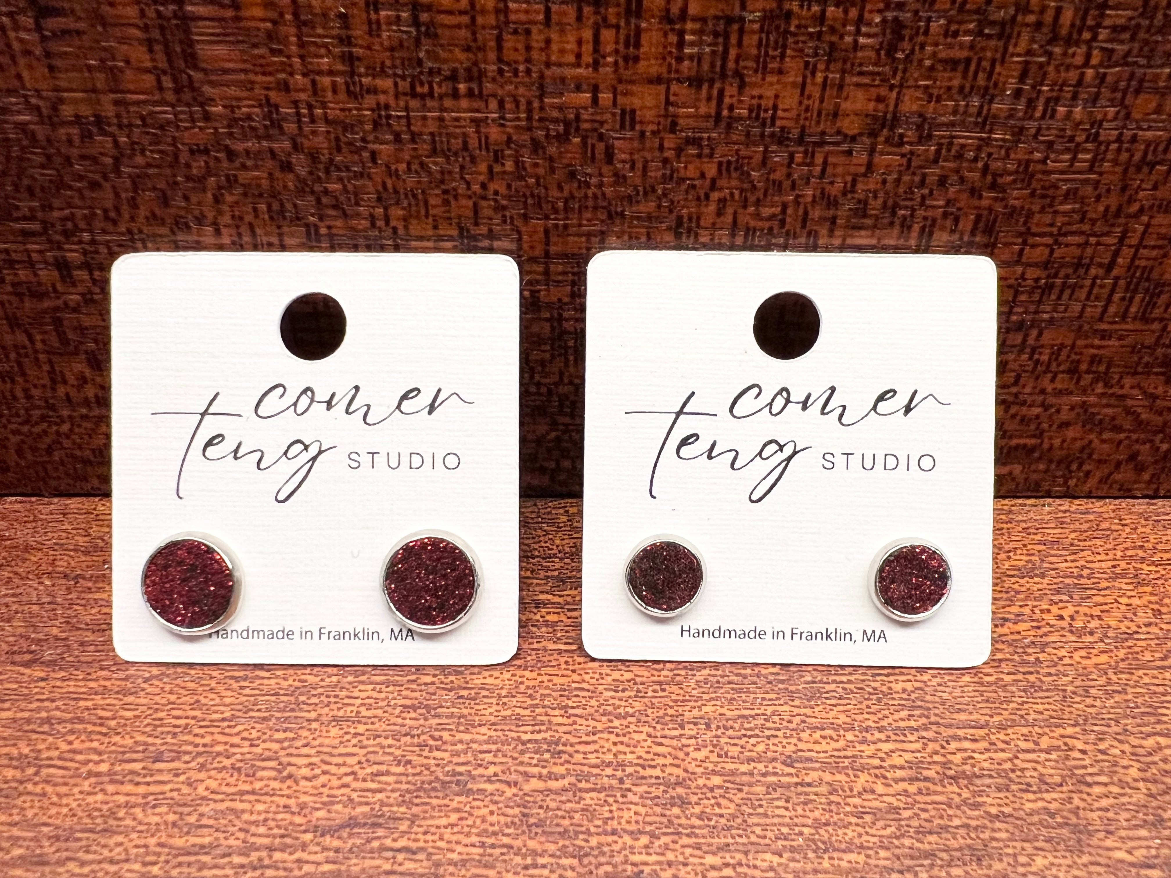 Red Shimmer Leather Earrings Collection