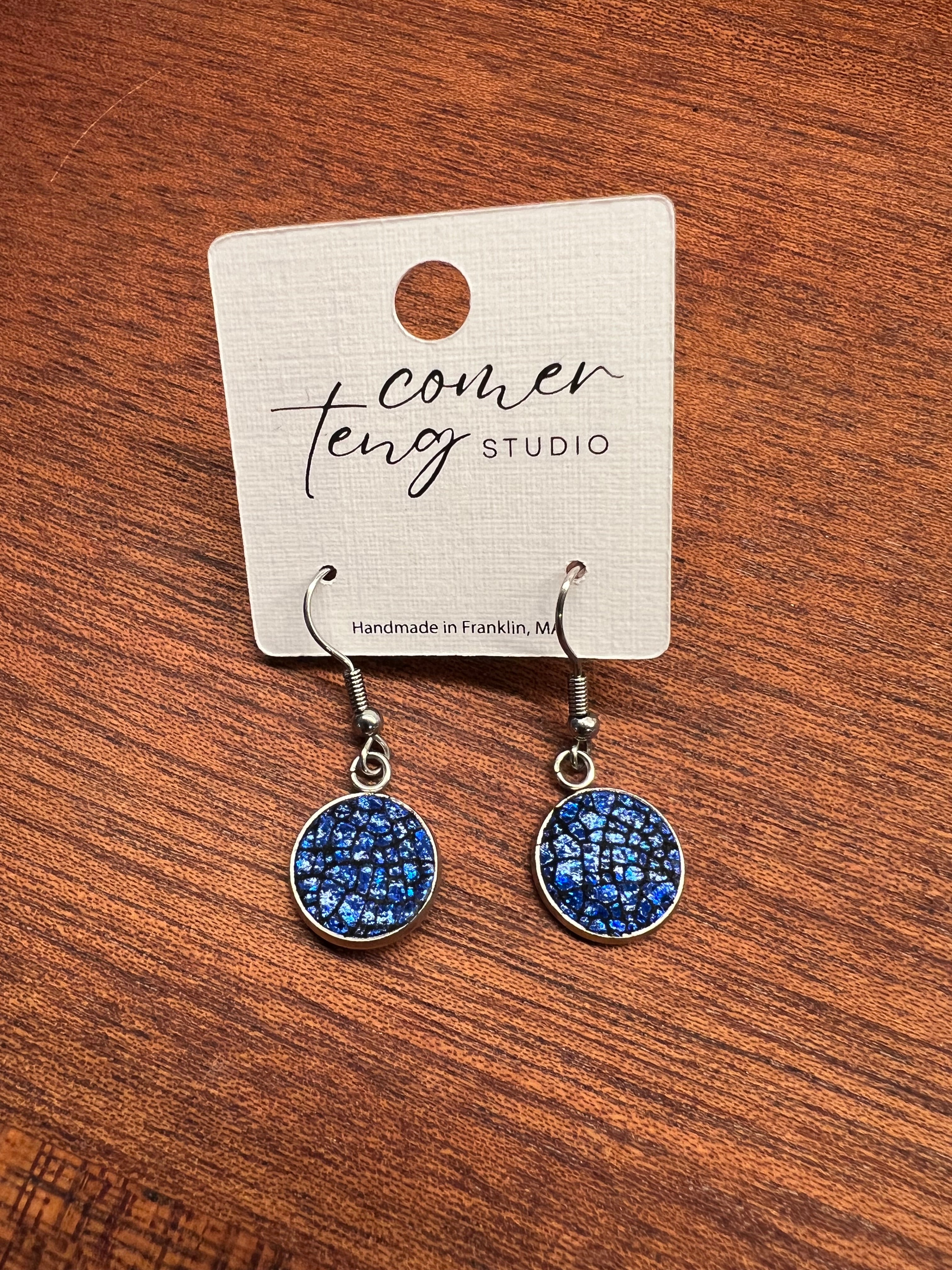 Blue Shimmer Leather Earrings Collection