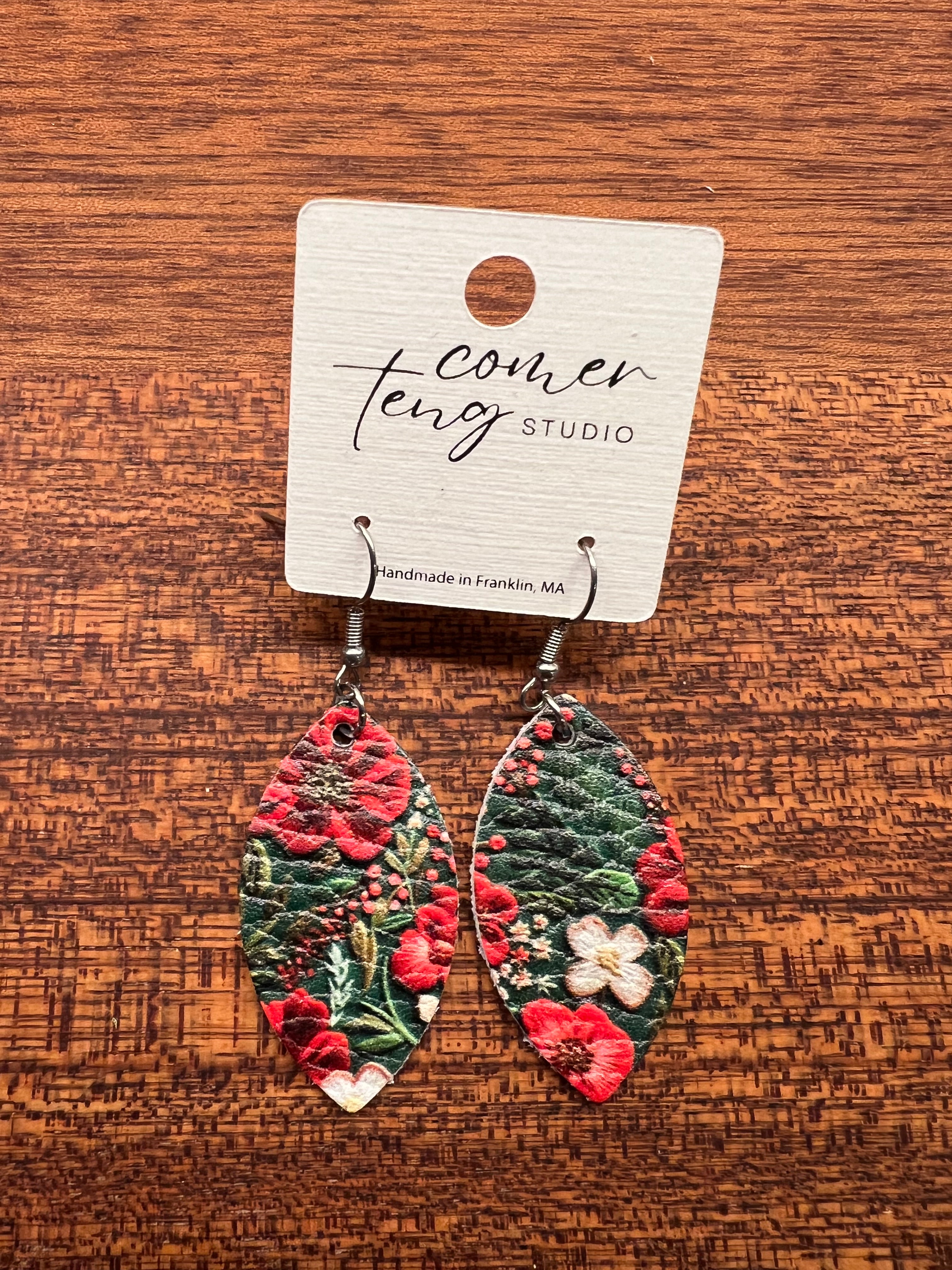 Winter Floral Leather Earrings Collection