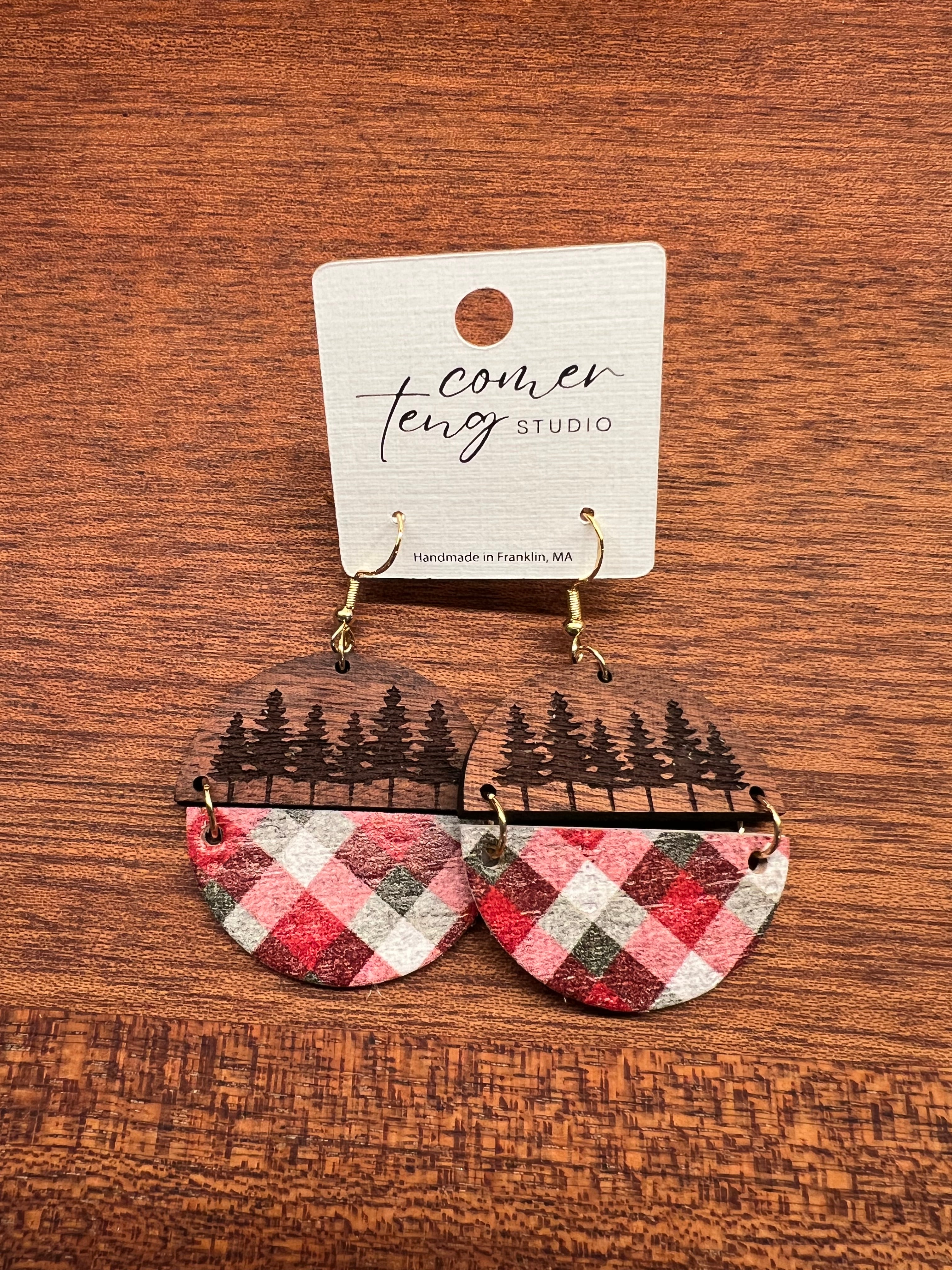 Winter Plaid Cork Earrings Collection